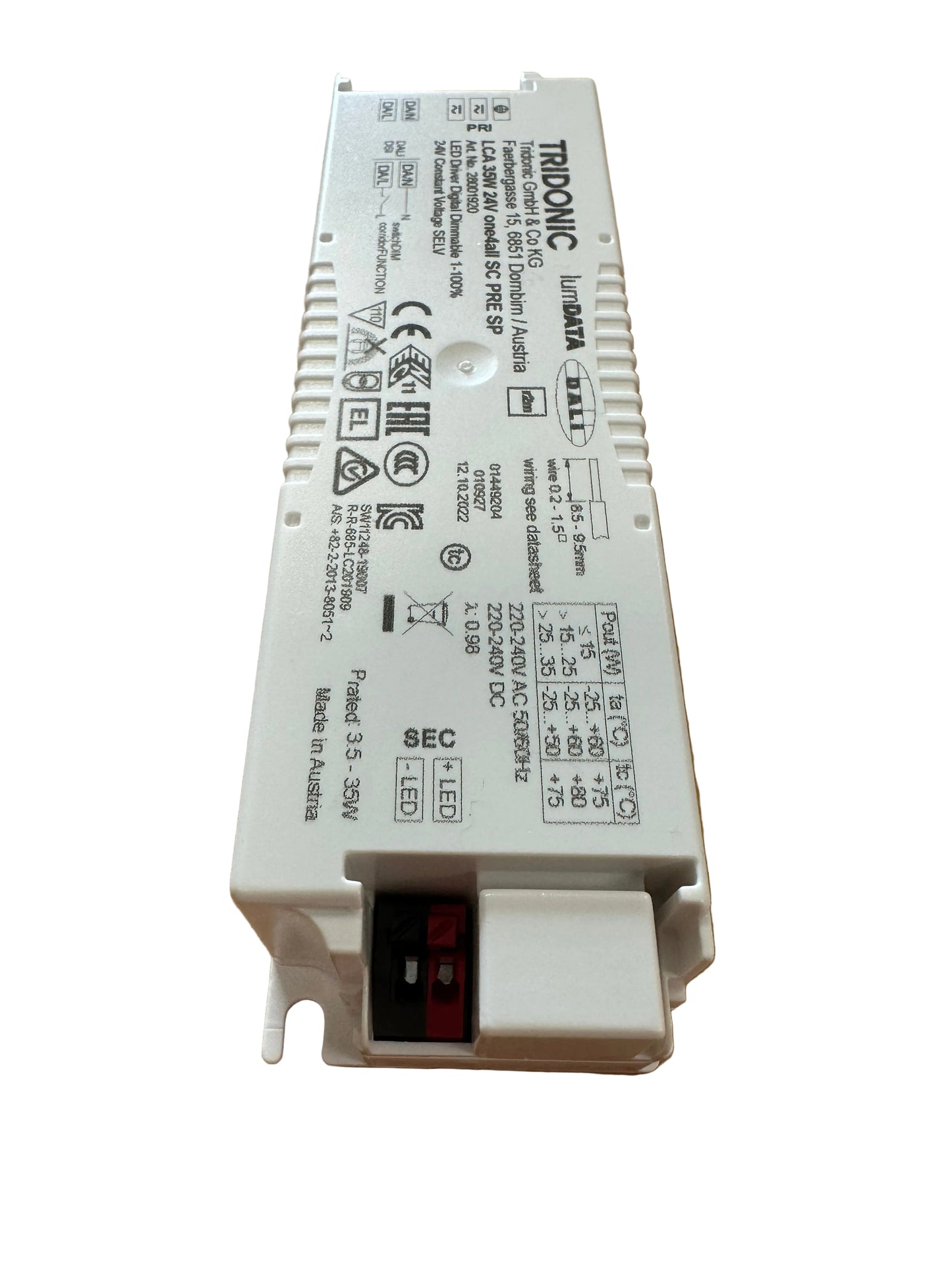 Tridonic LCA 35W 24V one4all SC PRE SP Spec Sheet - LED Retro