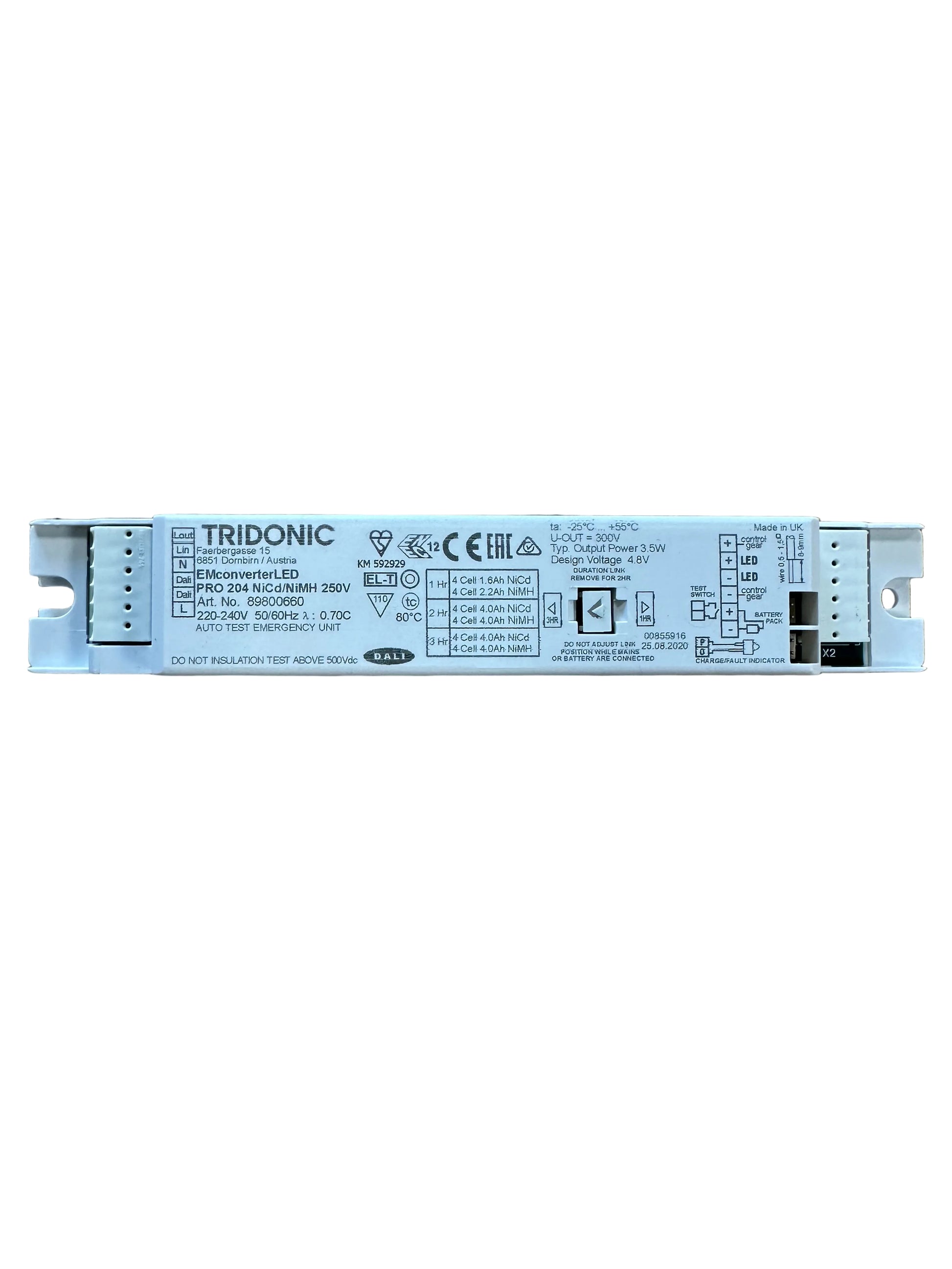 Tridonic 89800660 EM converterLED PRO 204 NiCd/NiMH 250V -LED Retro