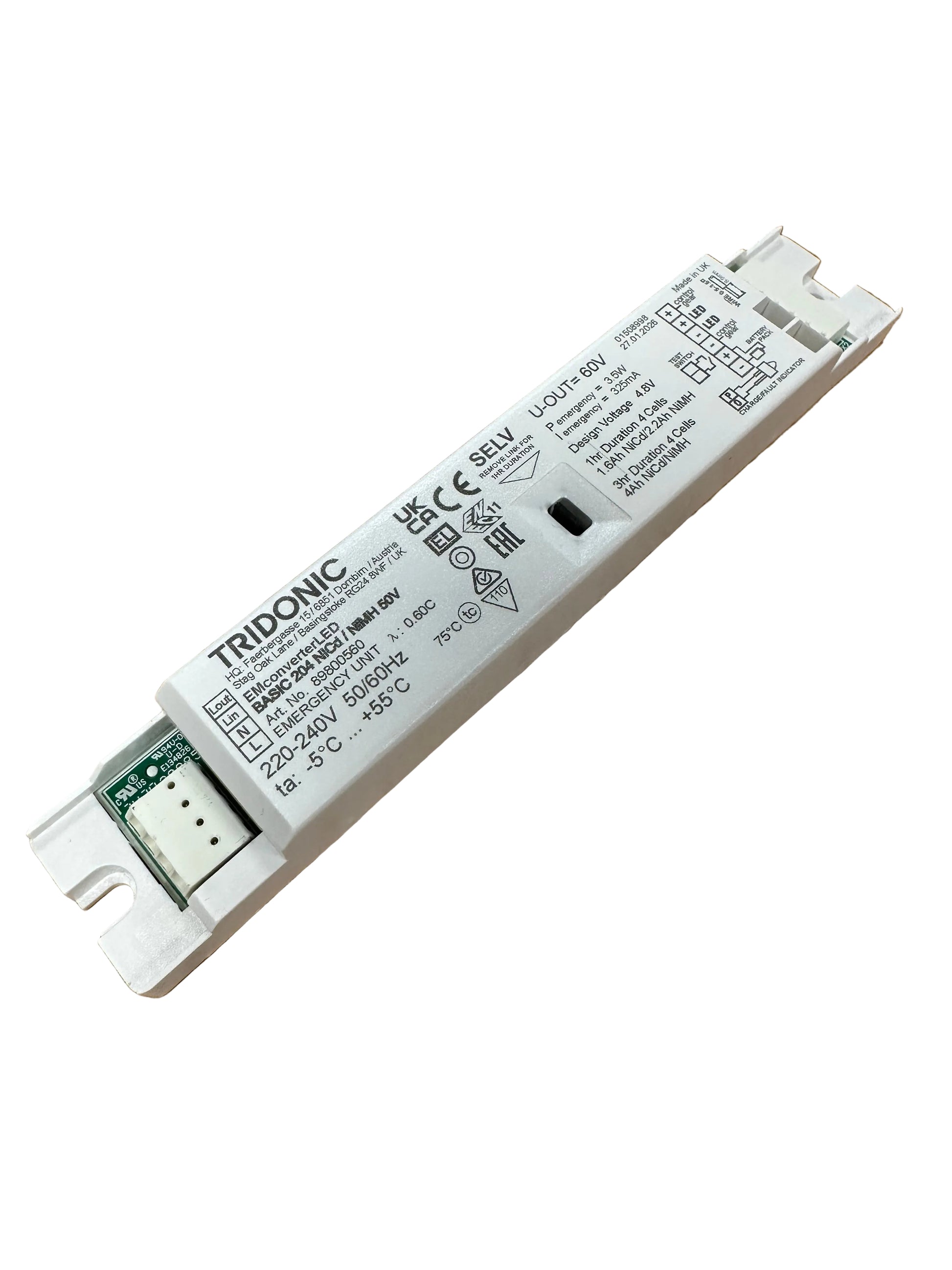 Tridonic 89800560 EM converterLED BASIC 204 NiCd/NiMH 50V - LED Retro