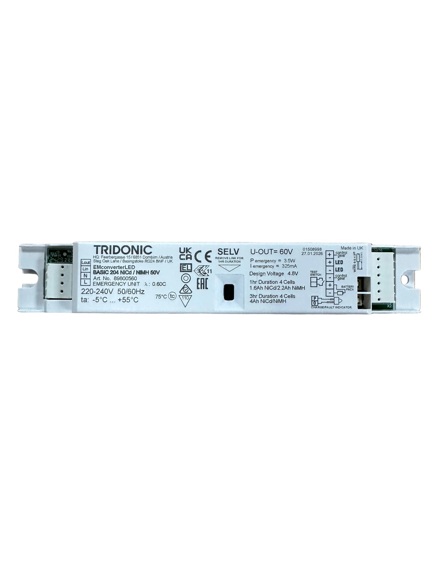 Tridonic 89800560 EM converterLED BASIC 204 NiCd/NiMH 50V - LED Retro