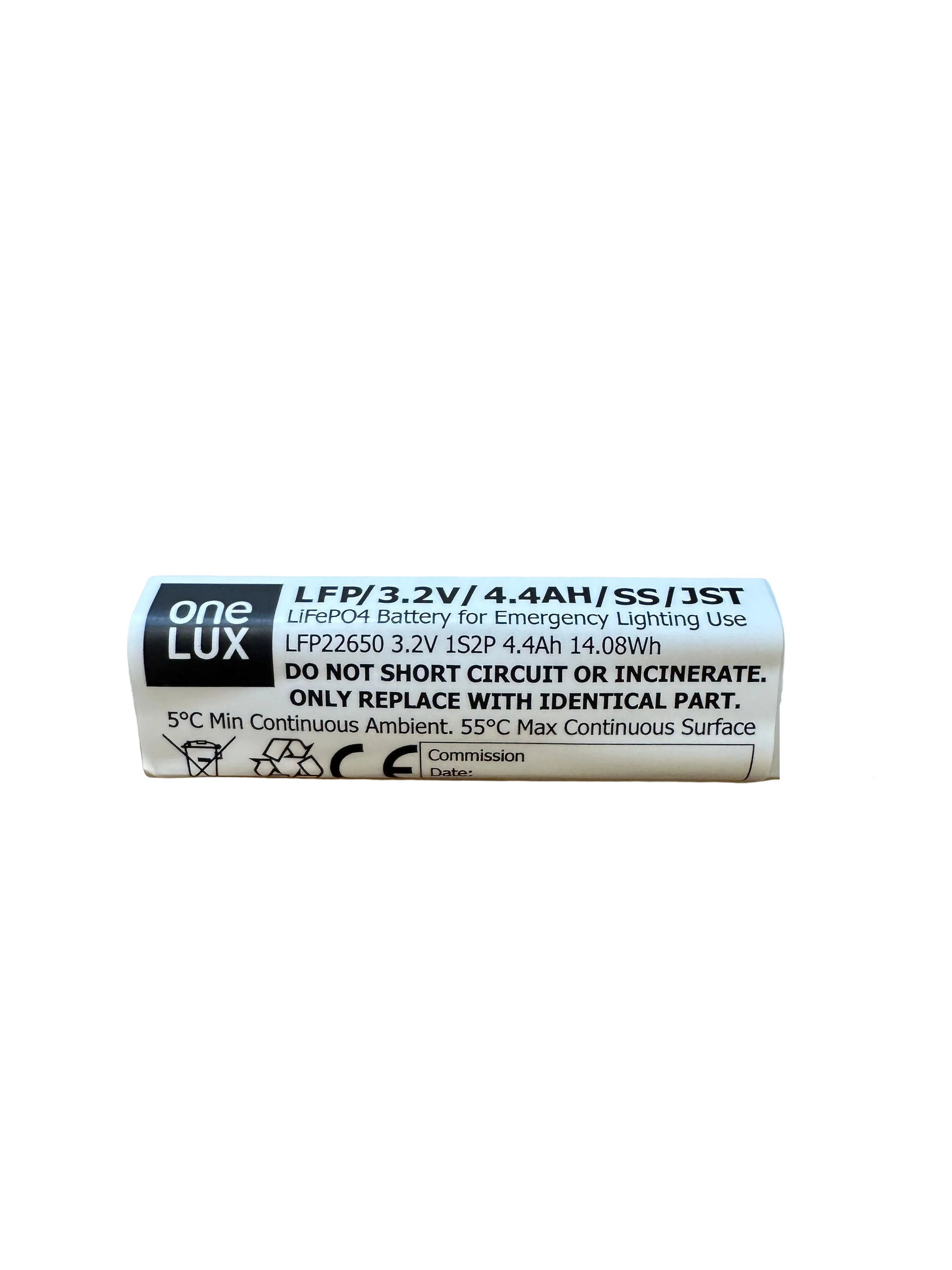 One LUX LFP/3.2V/4.4AH/SS/JST 3.2V 4.4AH LiFePO4 Emergency Lighting Battery - LED Retro