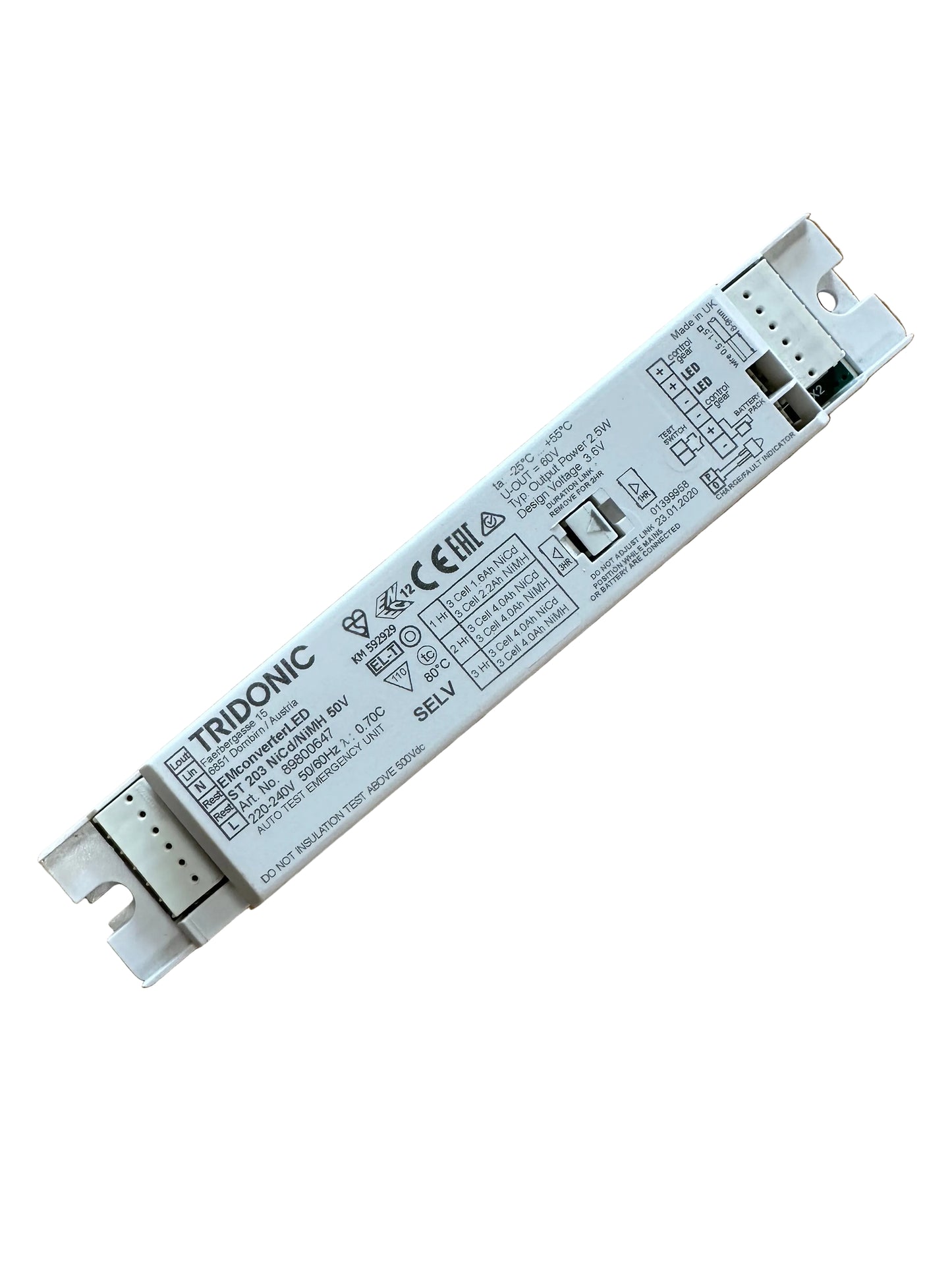 Tridonic 89800647 EM converterLED ST 203 NiCd/NiMH 50V - LED Retro