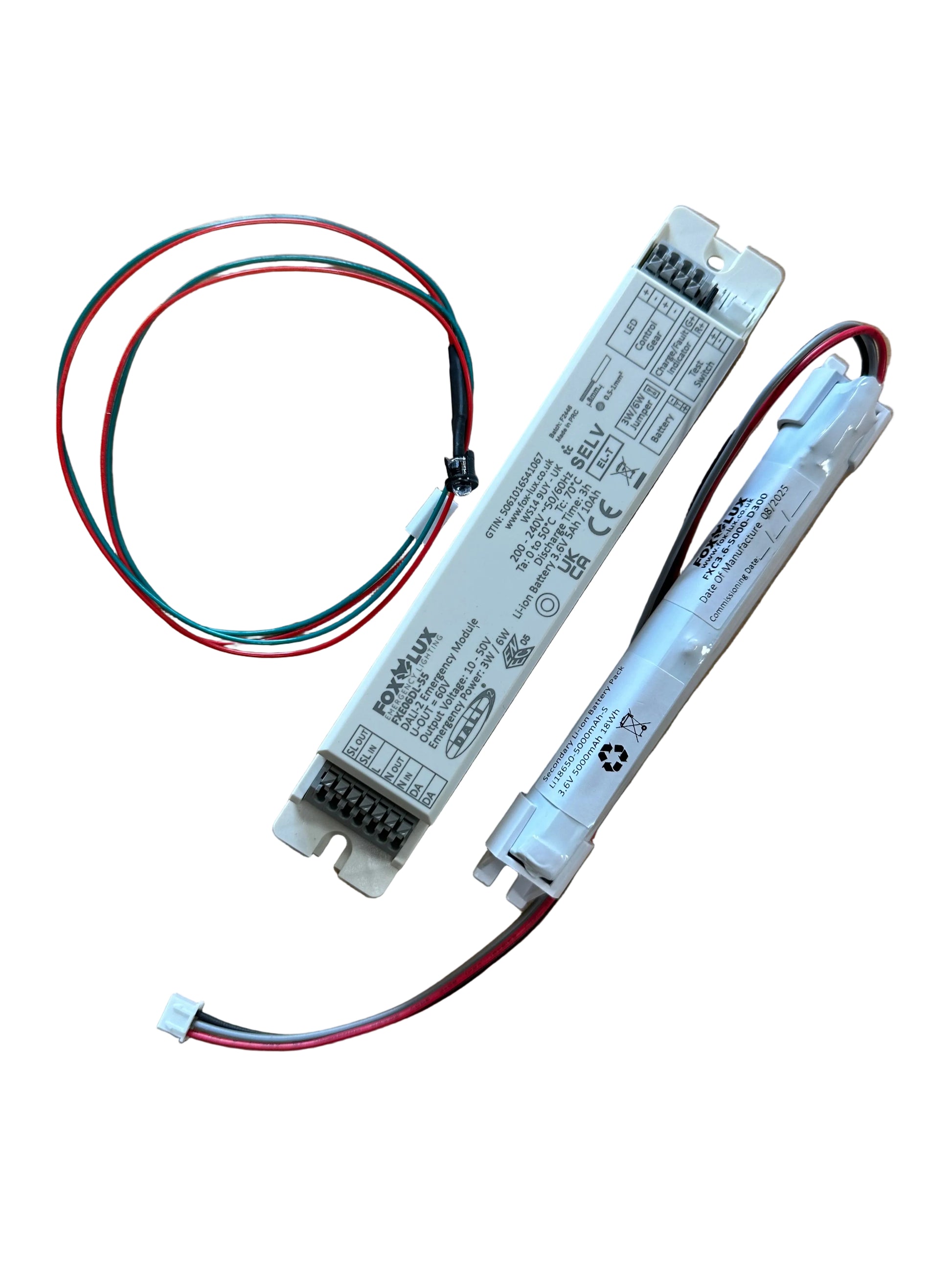FXE06DL-55-KIT-3W 10-50V c/w 3.6V 5.0Ah 2 Cell Li-ion Stick Battery FXC3.6-5000-D300 - LED Retro