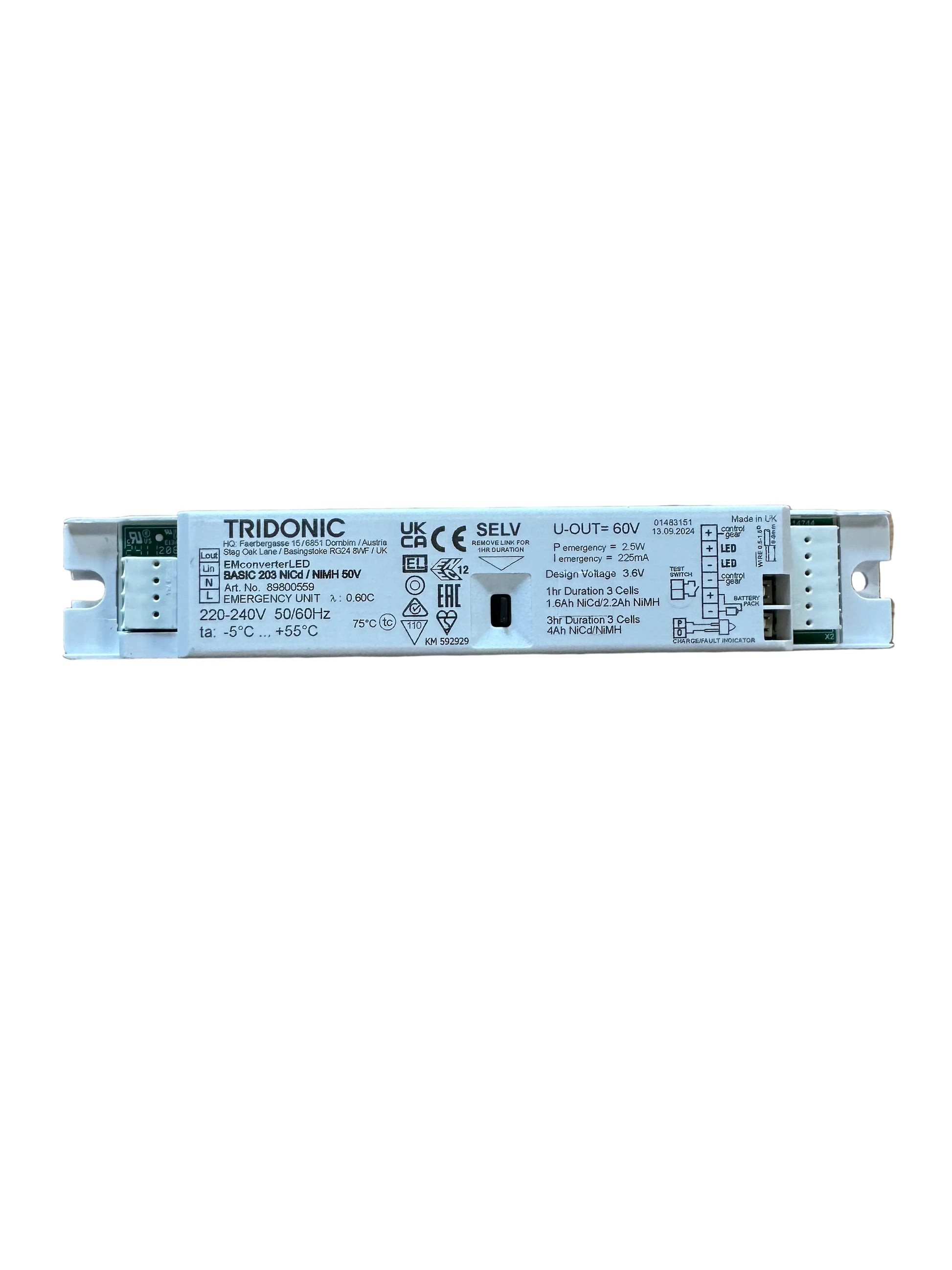 Tridonic 89800559 EM converterLED BASIC NiCd/NiMH 50 V - LED Retro