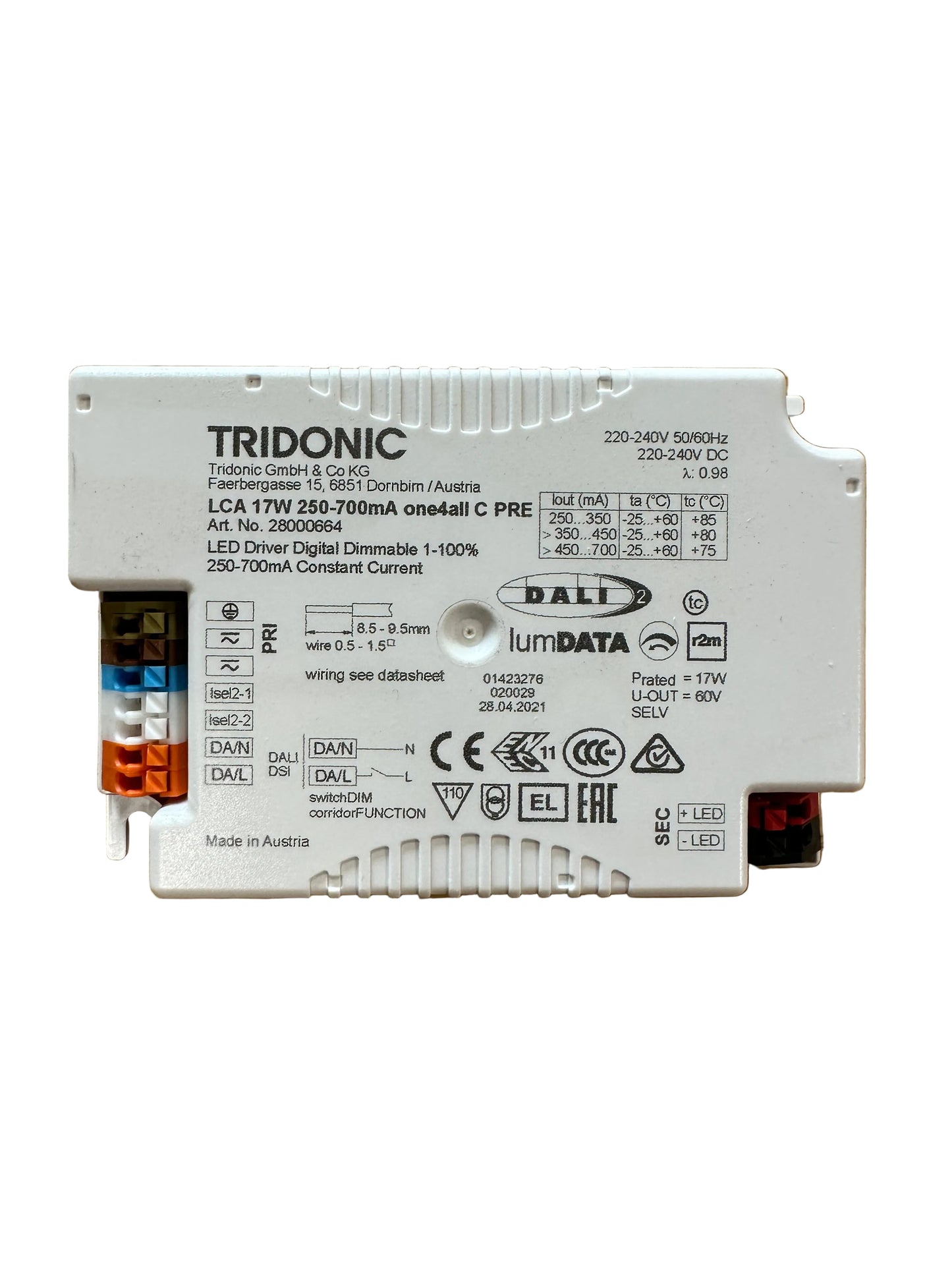 Tridonic 28000664 LCA 17W 250-700mA one4all C PRE - LED Retro