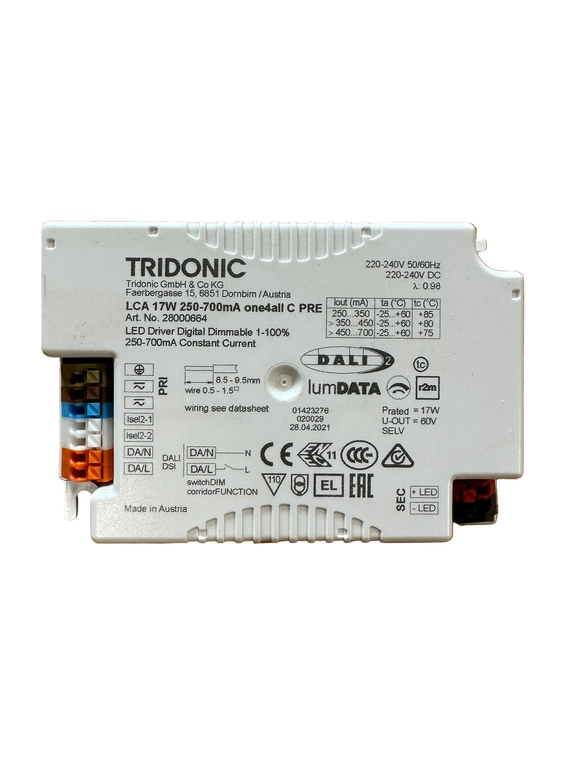 Tridonic 28000664 LCA 17W 250-700mA one4all C PRE - LED Retro