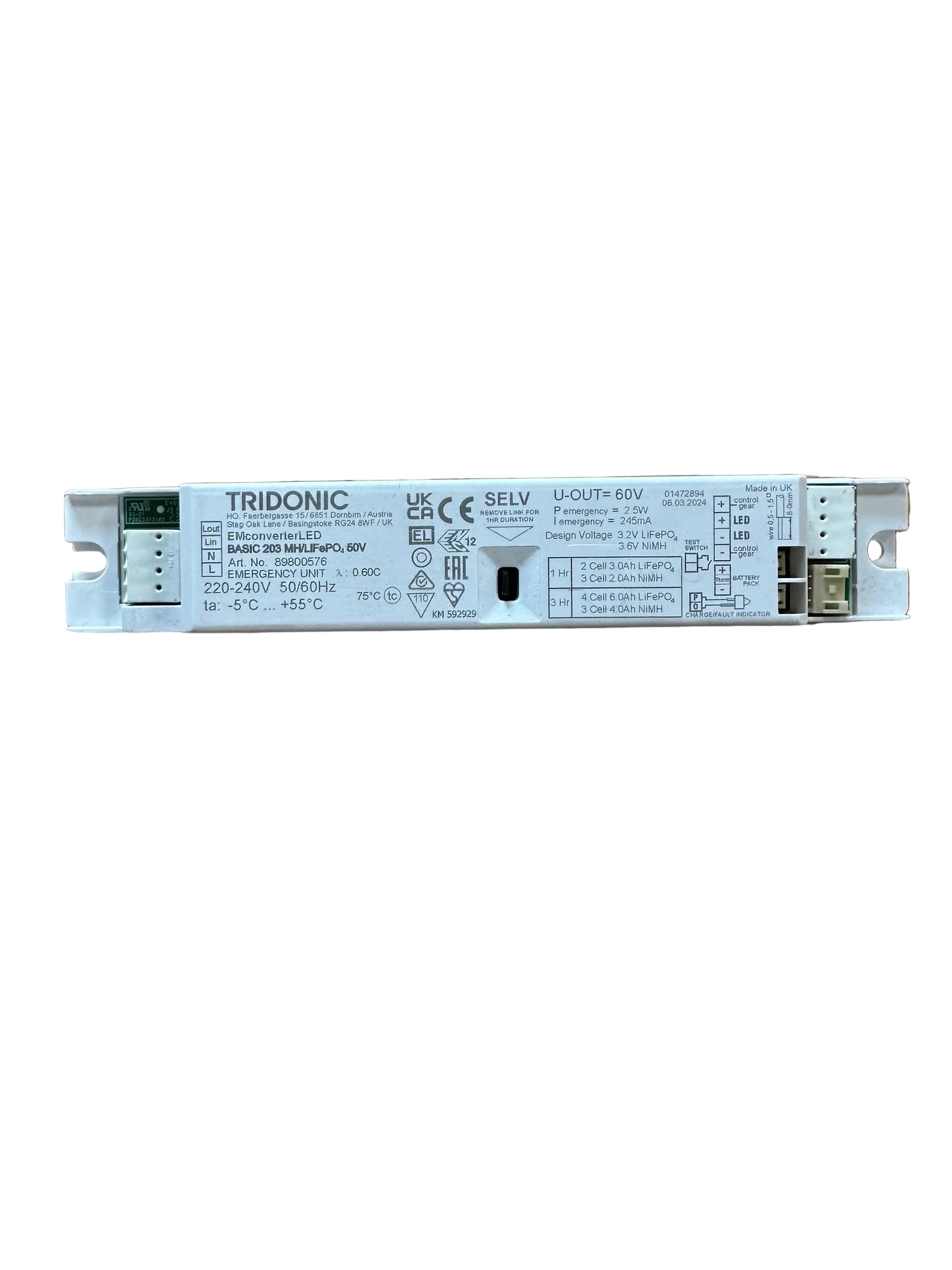 Tridonic 89800576 EMconverterLED BASIC 203 MH/LiFePO4 50V - LED Retro