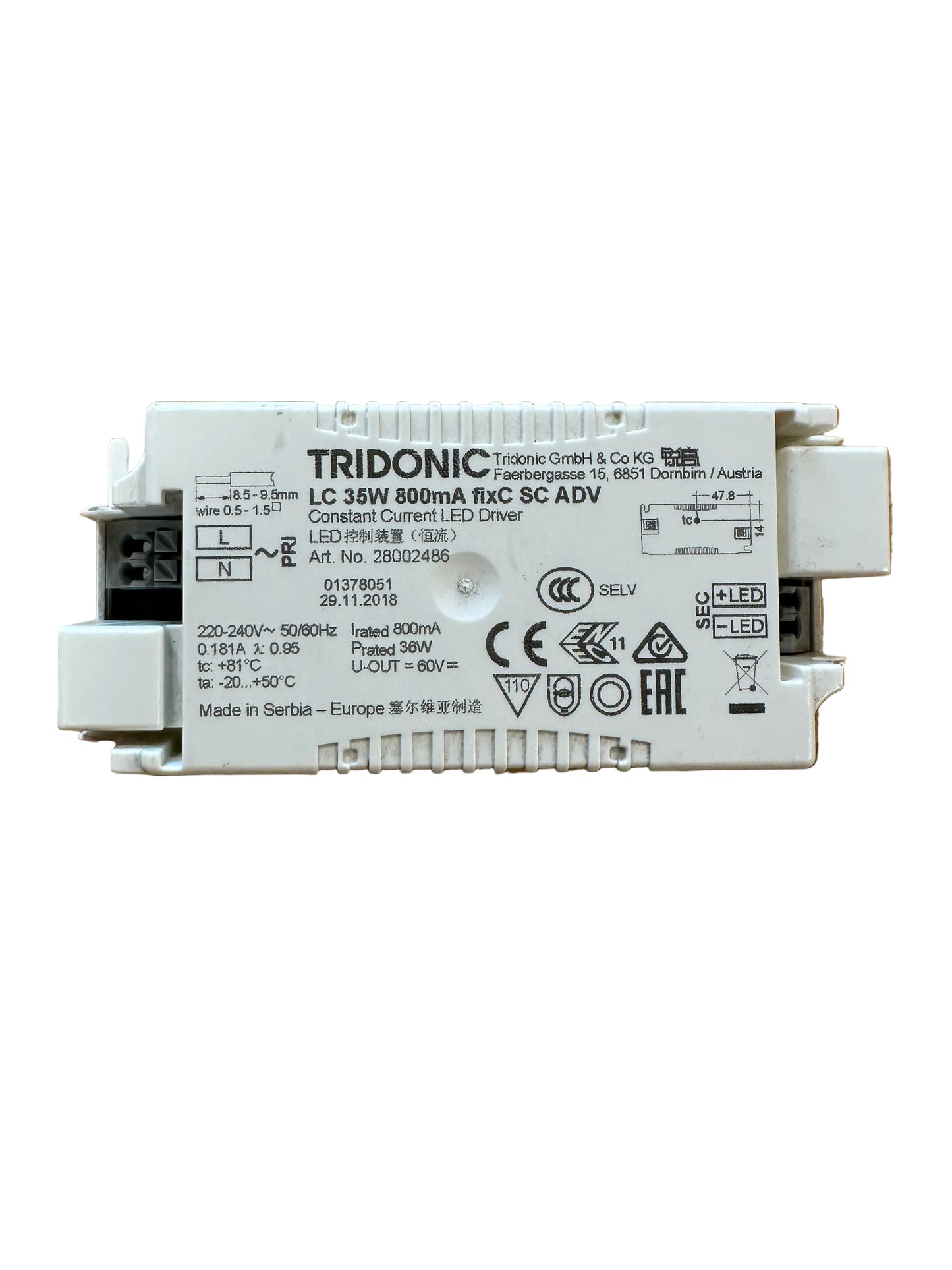 Tridonic 28002486 LC 35W 800mA fixC SC ADV - LED Retro