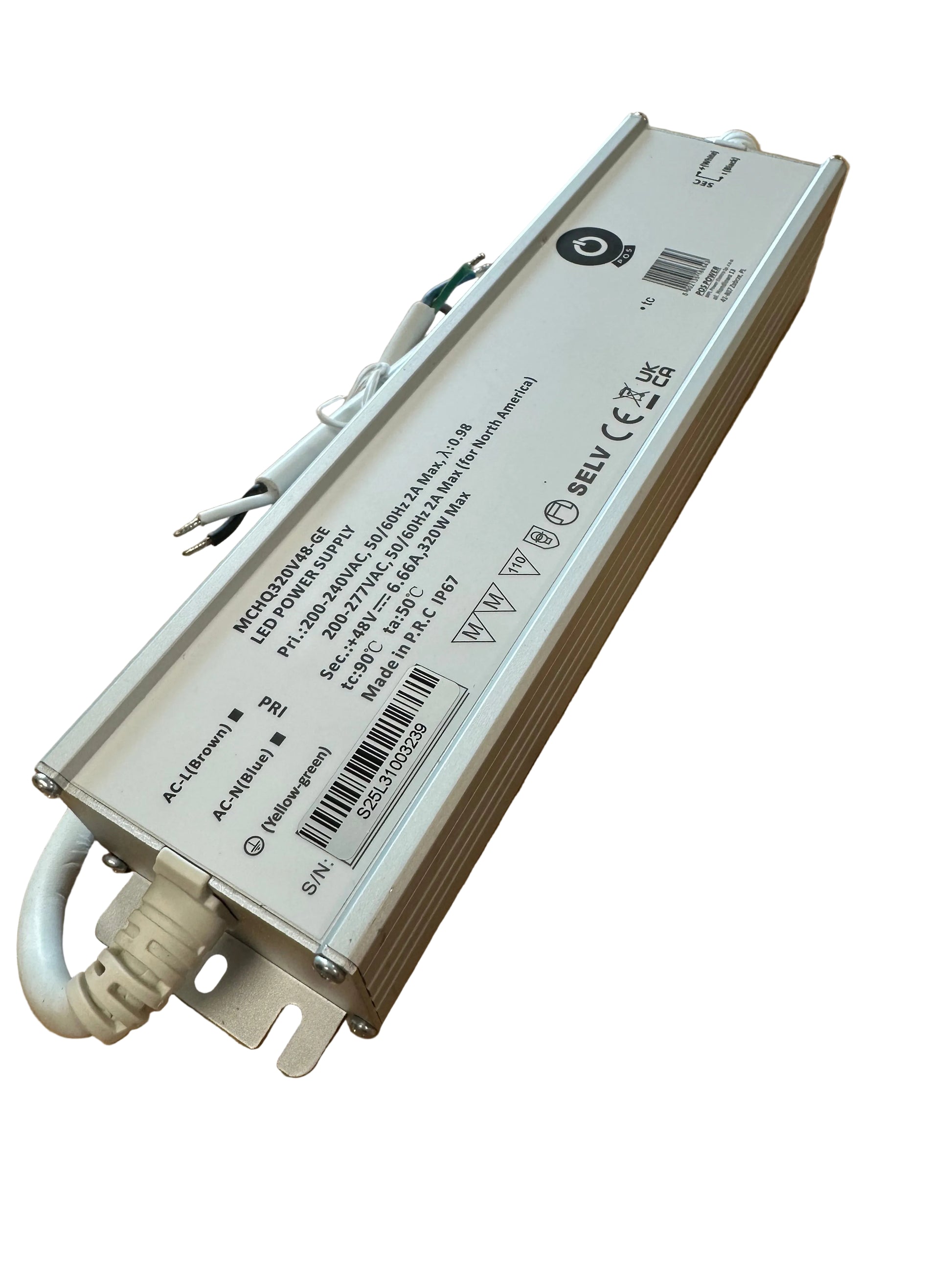 POS Power MCHQ320V48-GE 320W 48V 6.67A C.V IP67 LED Power Supply - LED Retro