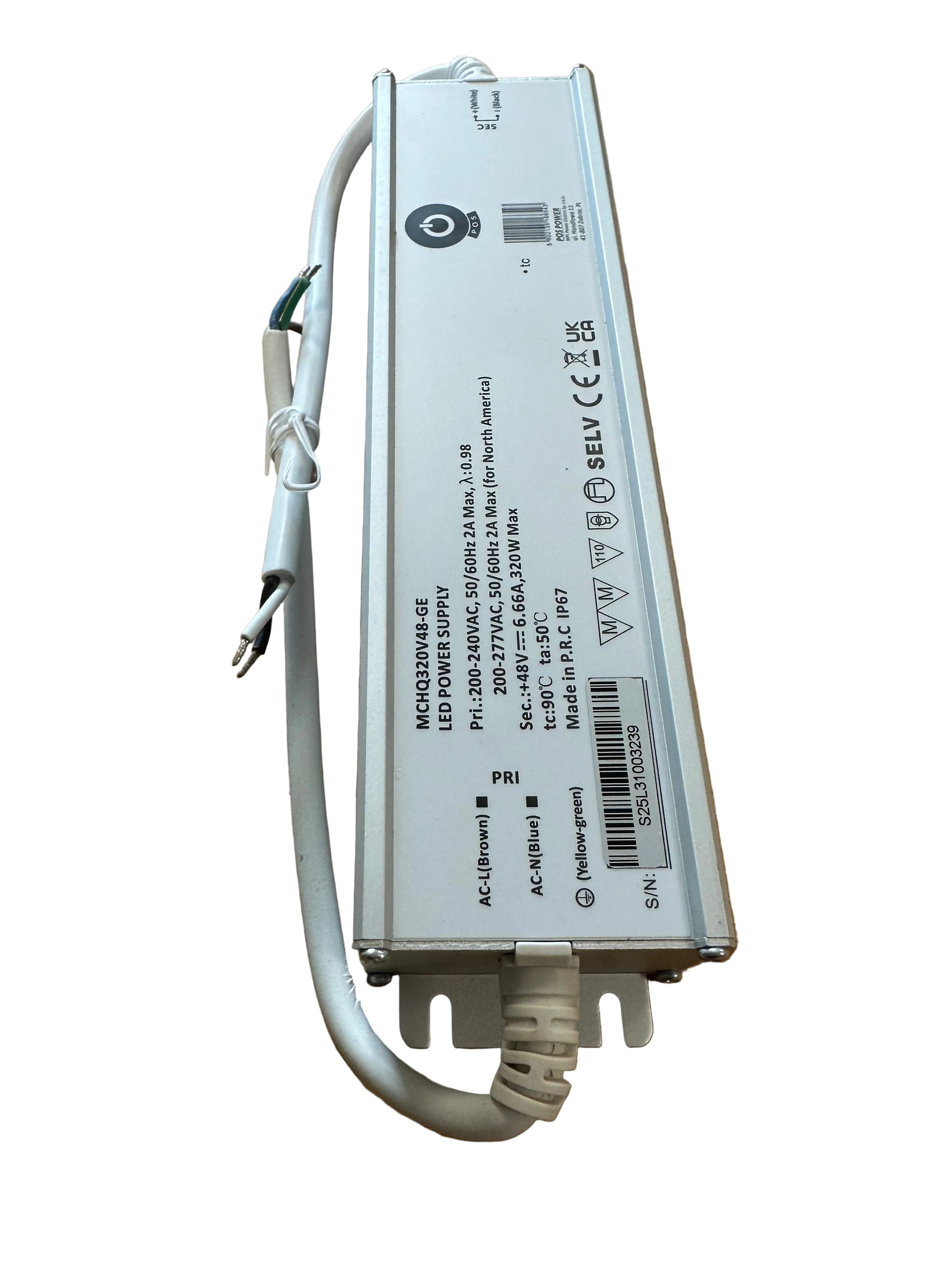 POS Power MCHQ320V48-GE 320W 48V 6.67A C.V IP67 LED Power Supply - LED Retro