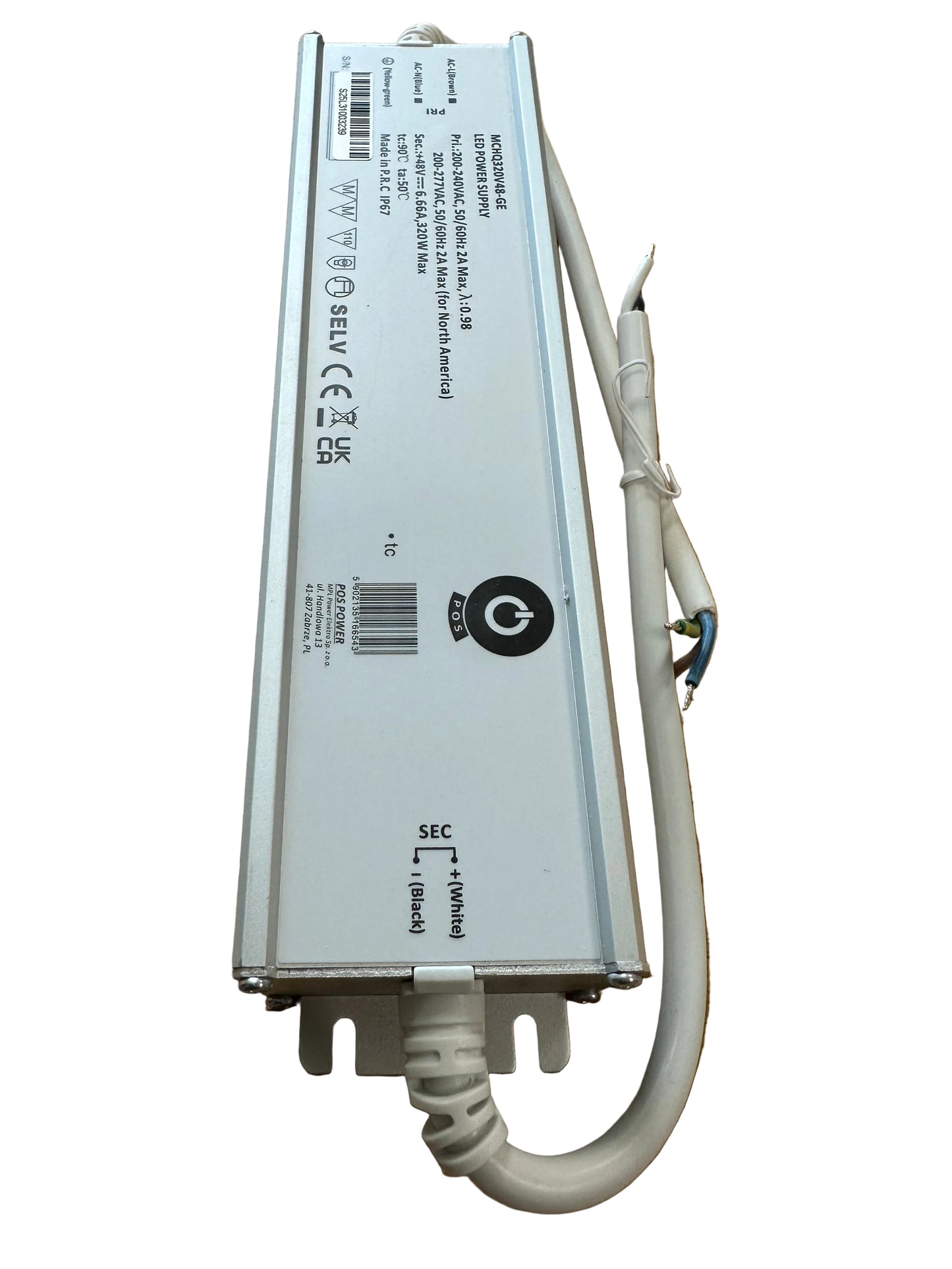 POS Power MCHQ320V48-GE 320W 48V 6.67A C.V IP67 LED Power Supply - LED Retro
