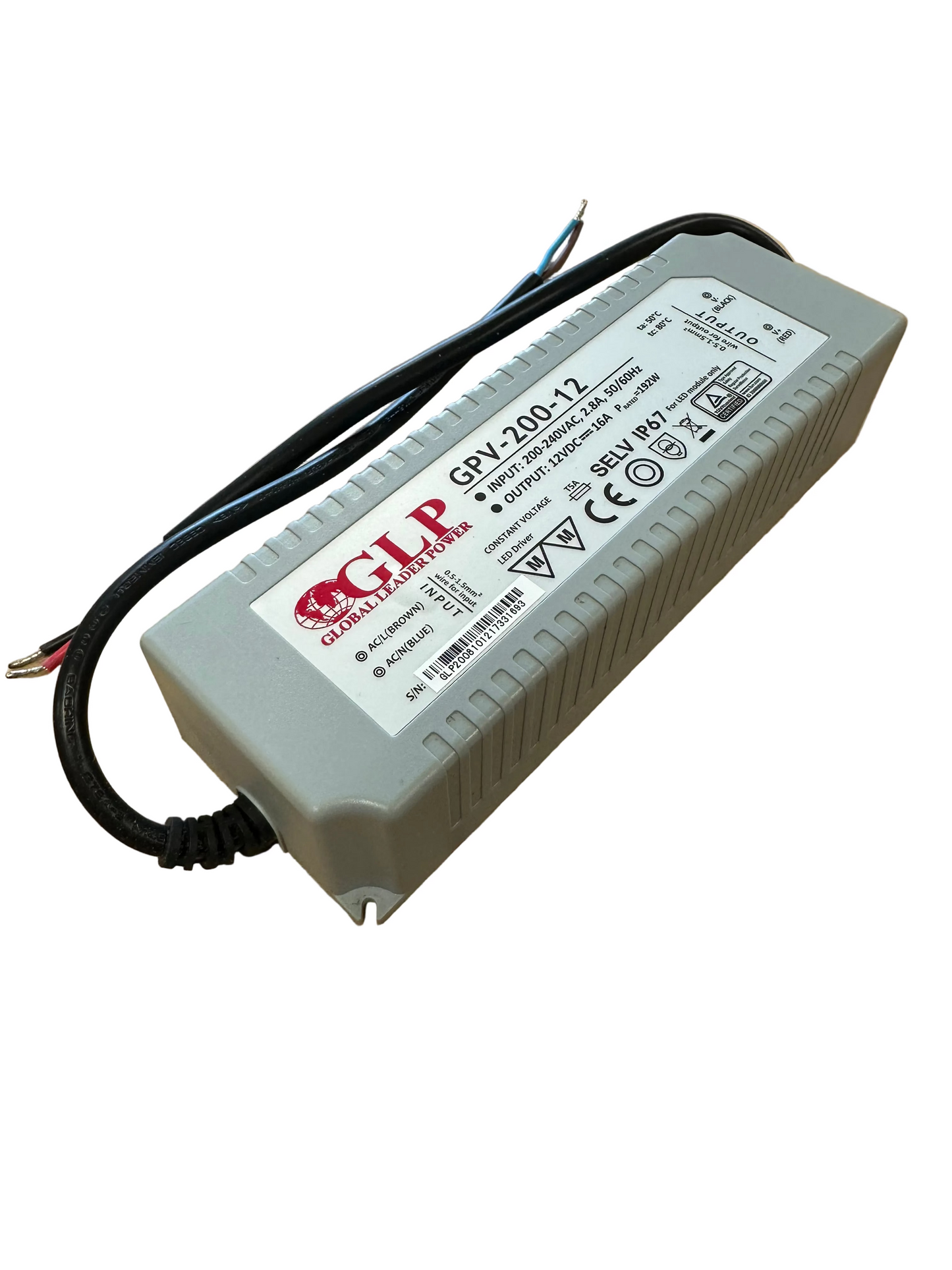 GLP GPV-200-12 192W 12V/16A CV IP67 LED Power Supply - LED Retro