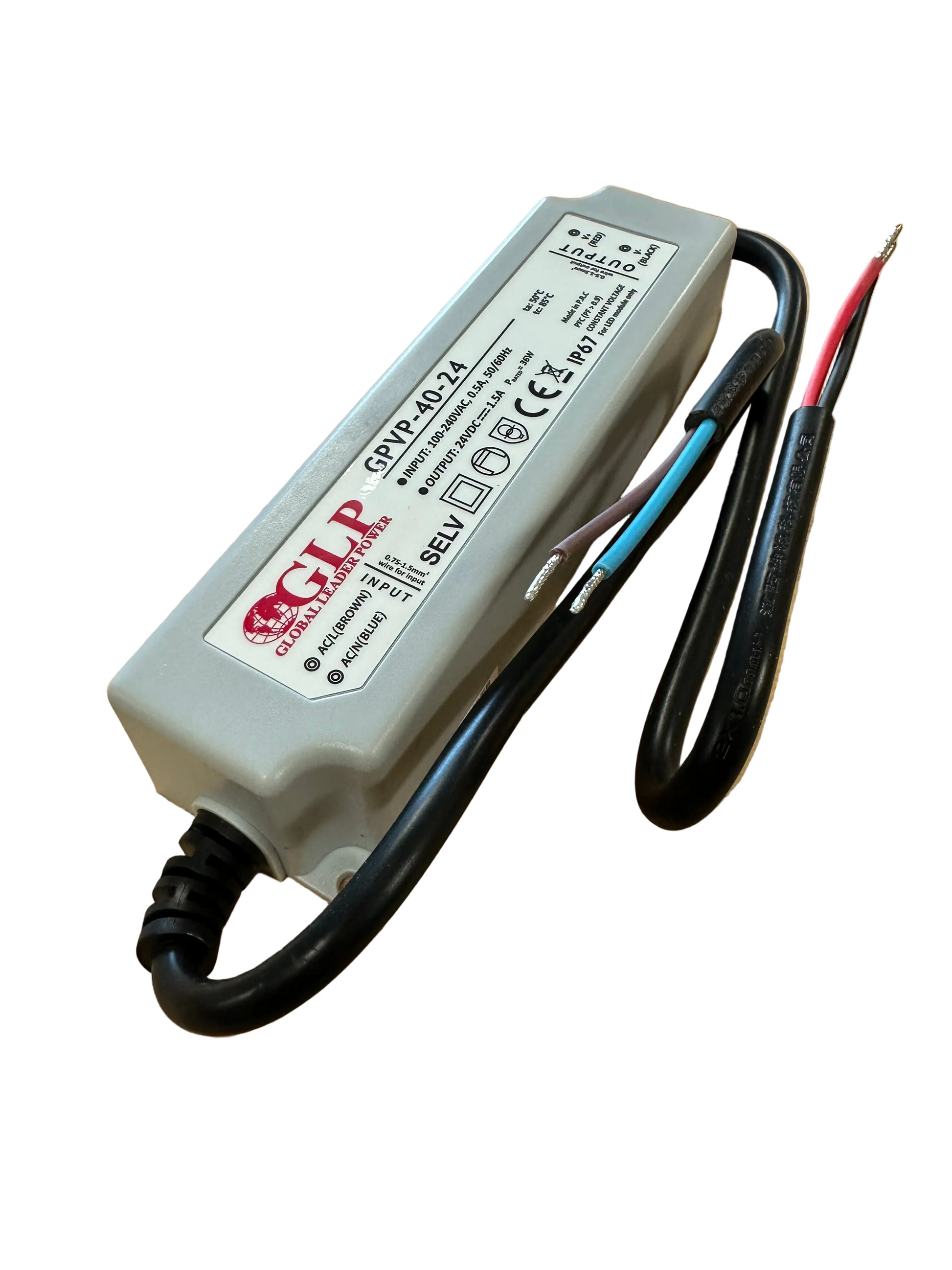 GLP GPVP-40-24 40W 24V/1.7A CV IP67 LED Power Supply - LED Retro