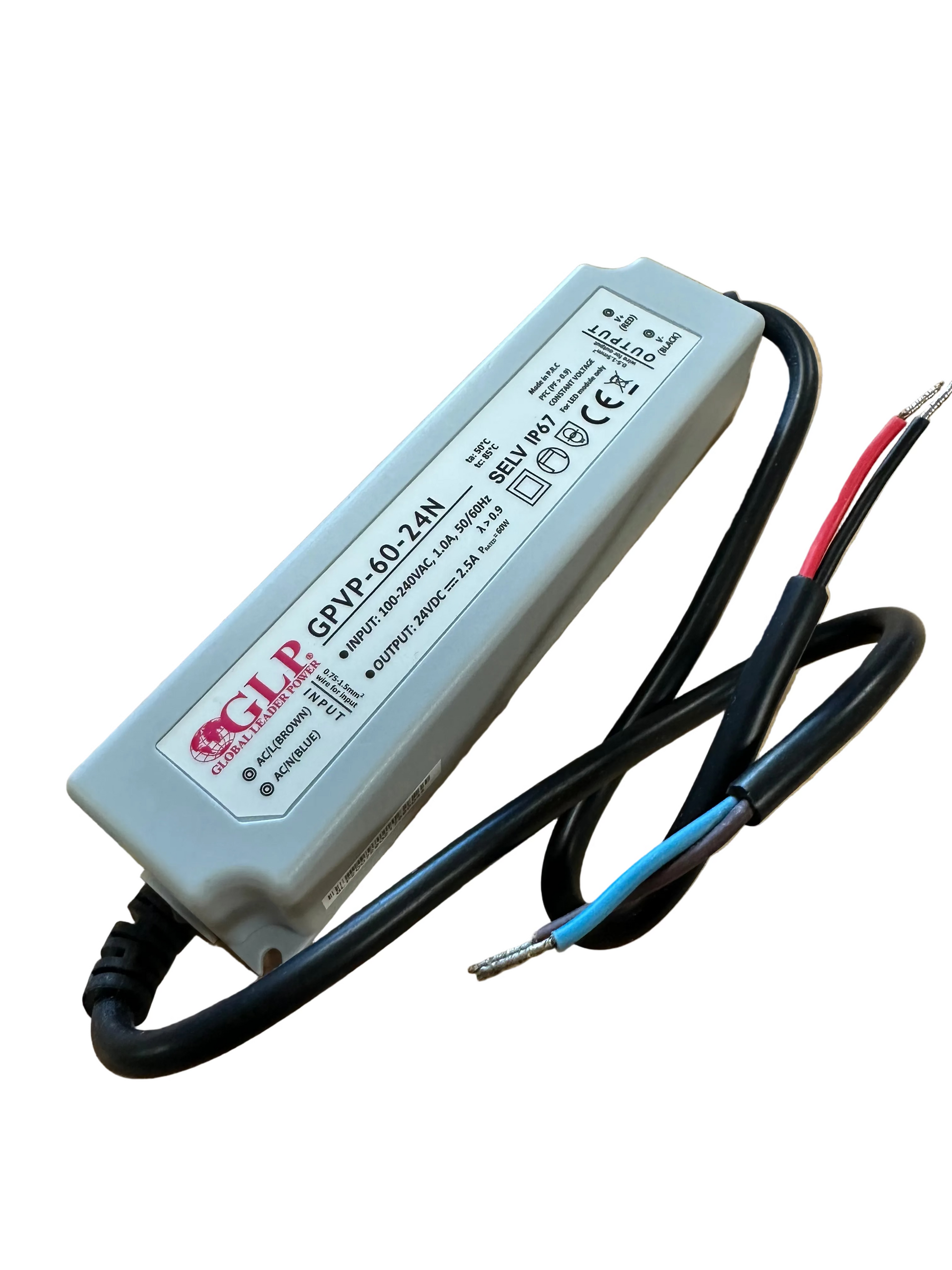GLP GPVP-60-24N 60W 24V/2.5A CV IP67 LED Power Supply - LED Retro