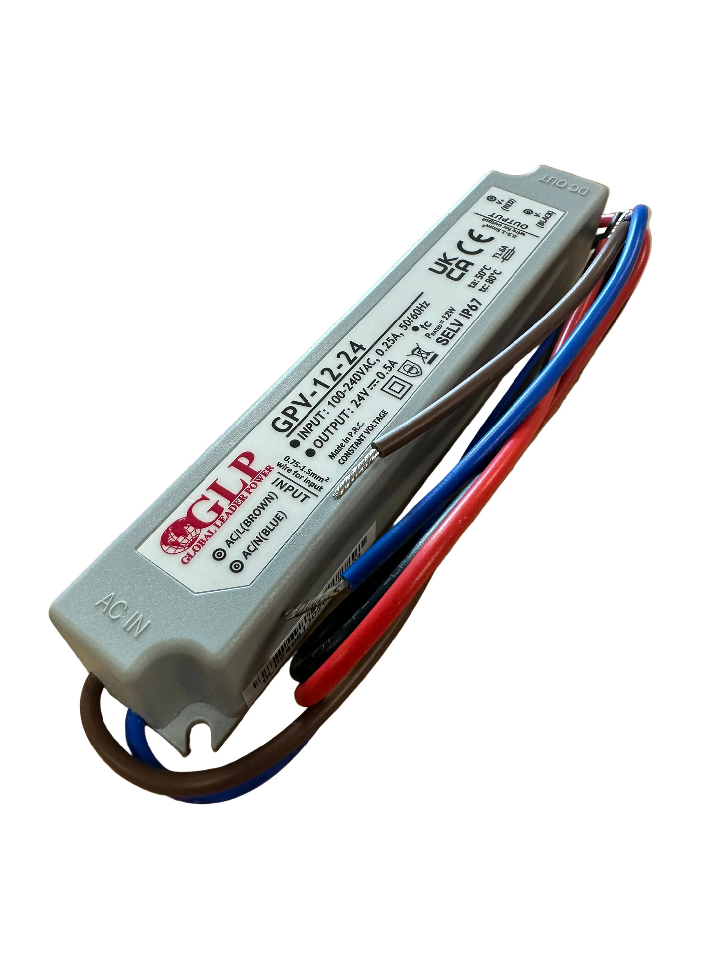 GLP GPV-12-24 12W 24V 0.5A IP67 LED Power Supply - LED Retro