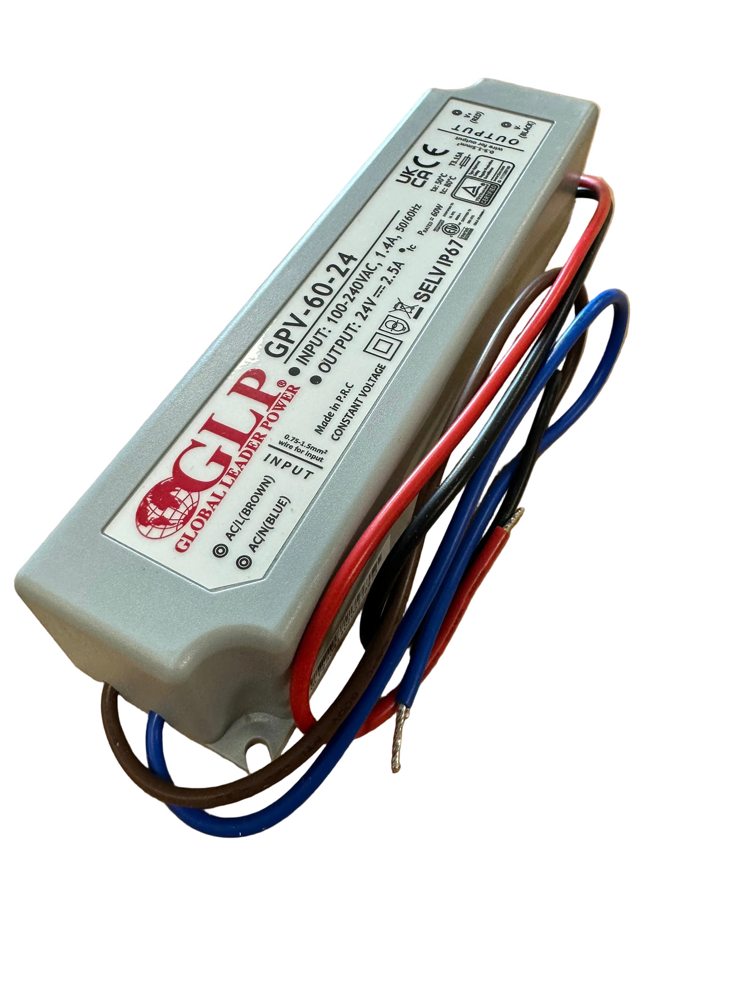 GLP GPV-60-24 60W 24V/2.5A IP67 LED Power Supply - LED Retro