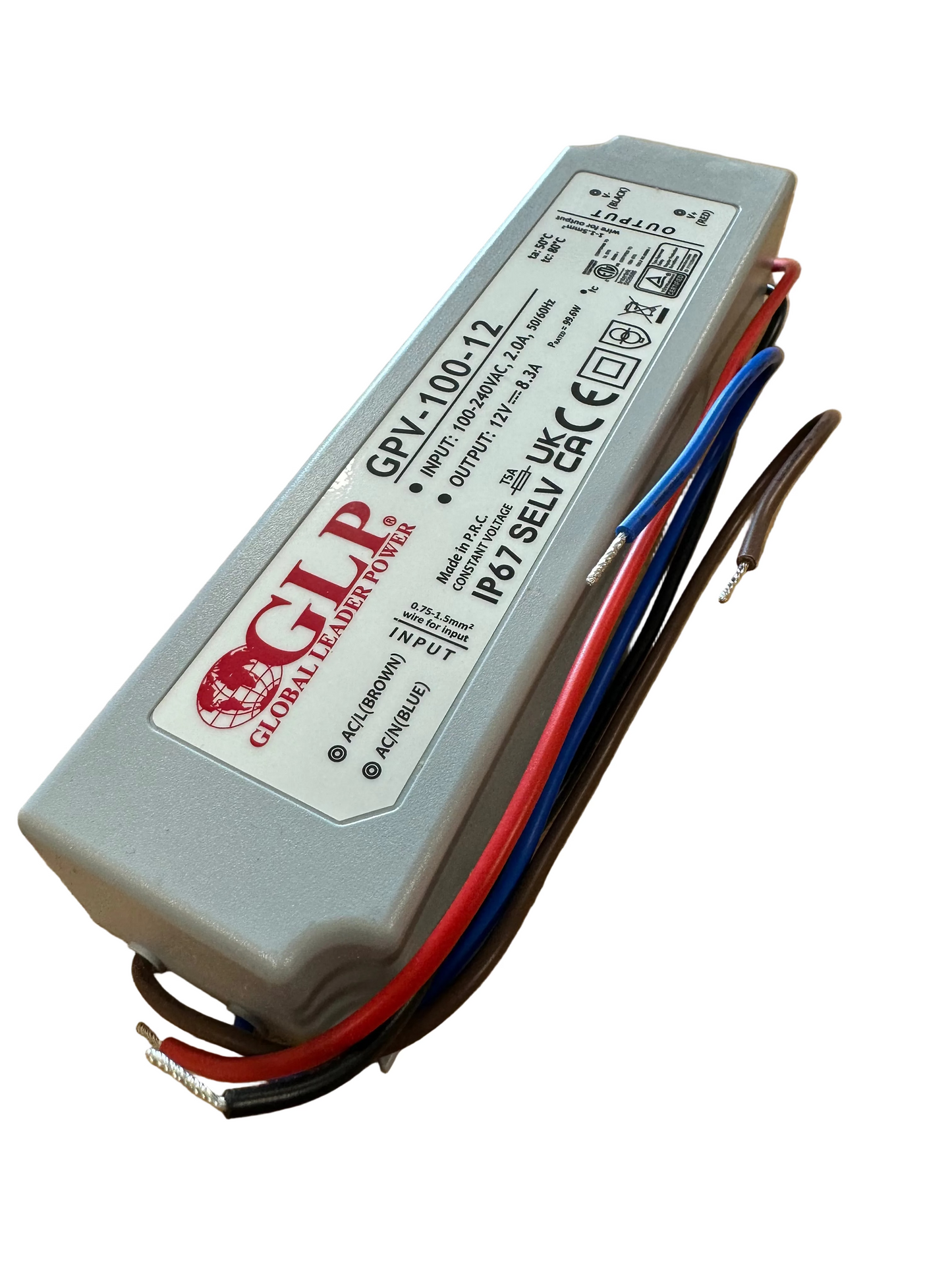 GLP GPV-100-12 99.6W 12V/8.3A CV IP67 LED Power Supply - LED Retro