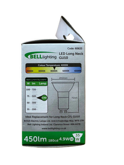 BELL Lighting 60633 - LED 4.9W Long Neck GU10 - 100° Beam - 4000K - LED Retro