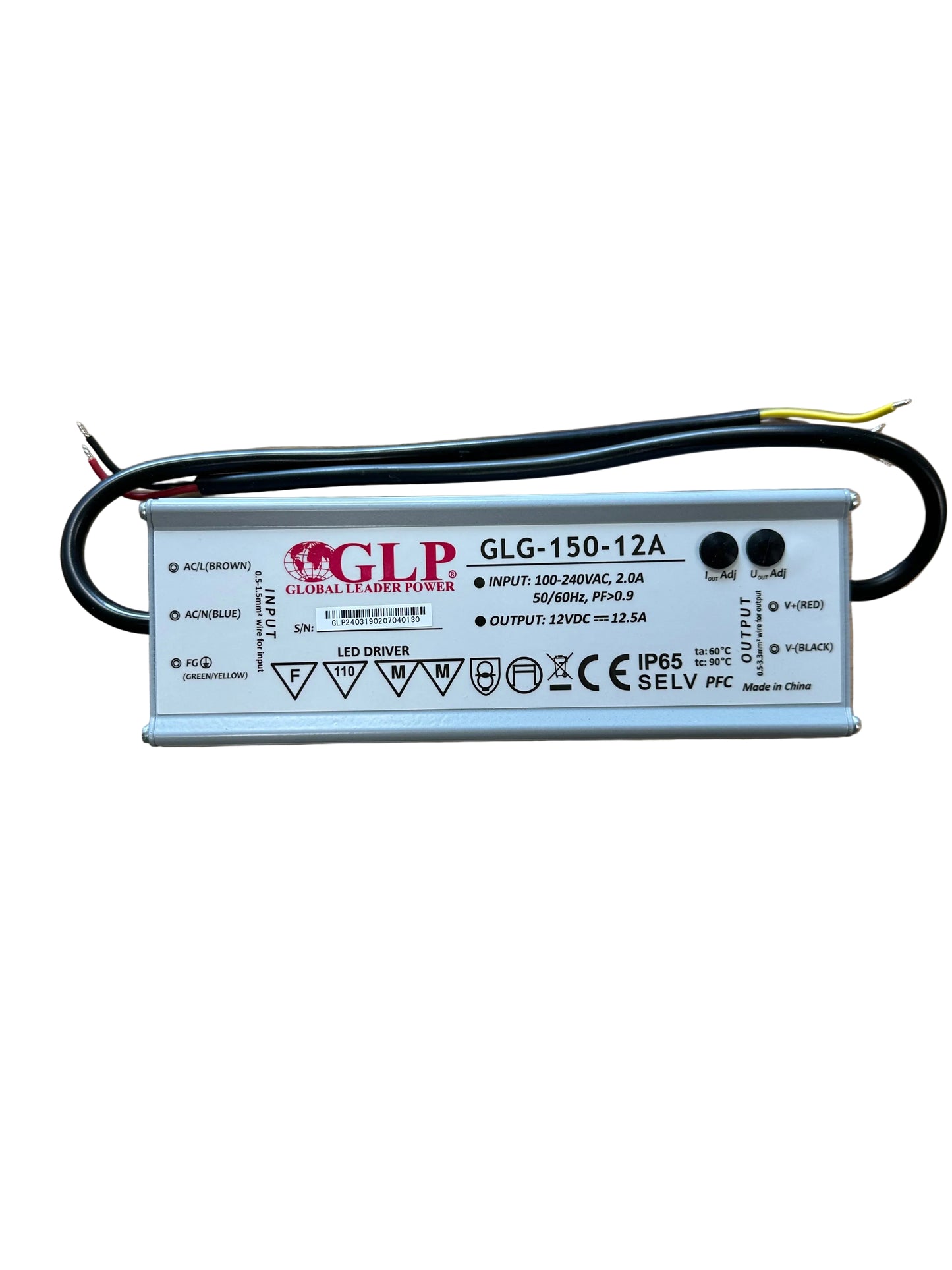 GLP GLG-150-12A 100W 9-12V 6.5-12.5A IP65 ADJ Output LED Driver - LED Retro
