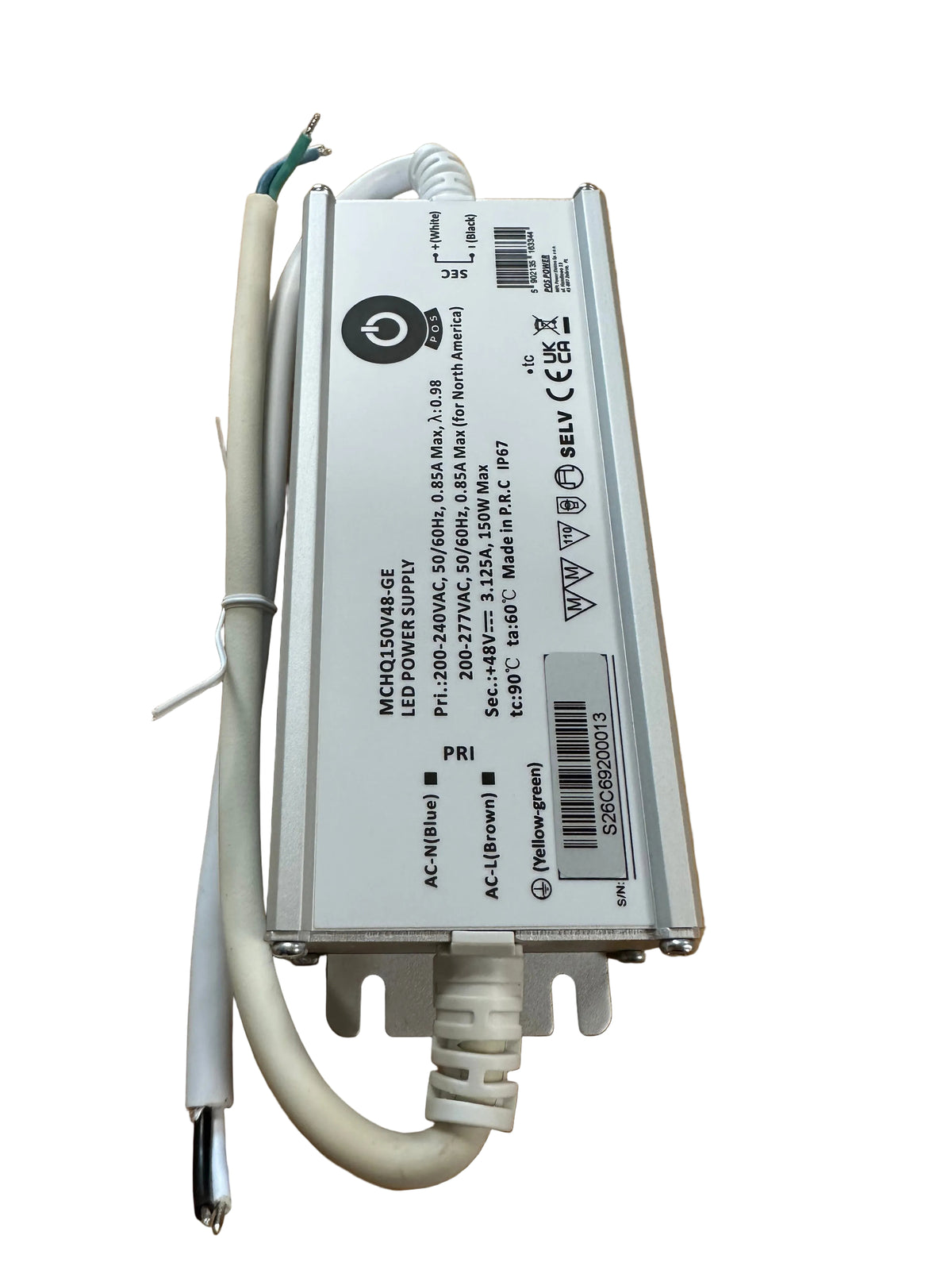 POS Power MCHQ150V48-GE 150W 38V 3.12A C.V IP67 LED Power Supply - LED Retro
