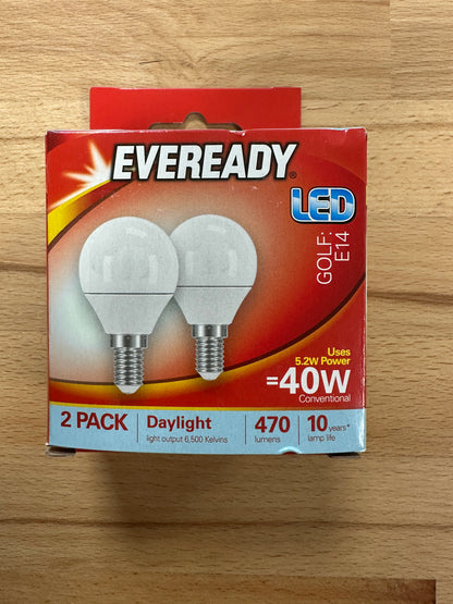 Eveready LED Golf Ball 5.2W 470LM Opal E14 (SES) 6500K (Daylight) - Pack of 2 - LED Retro