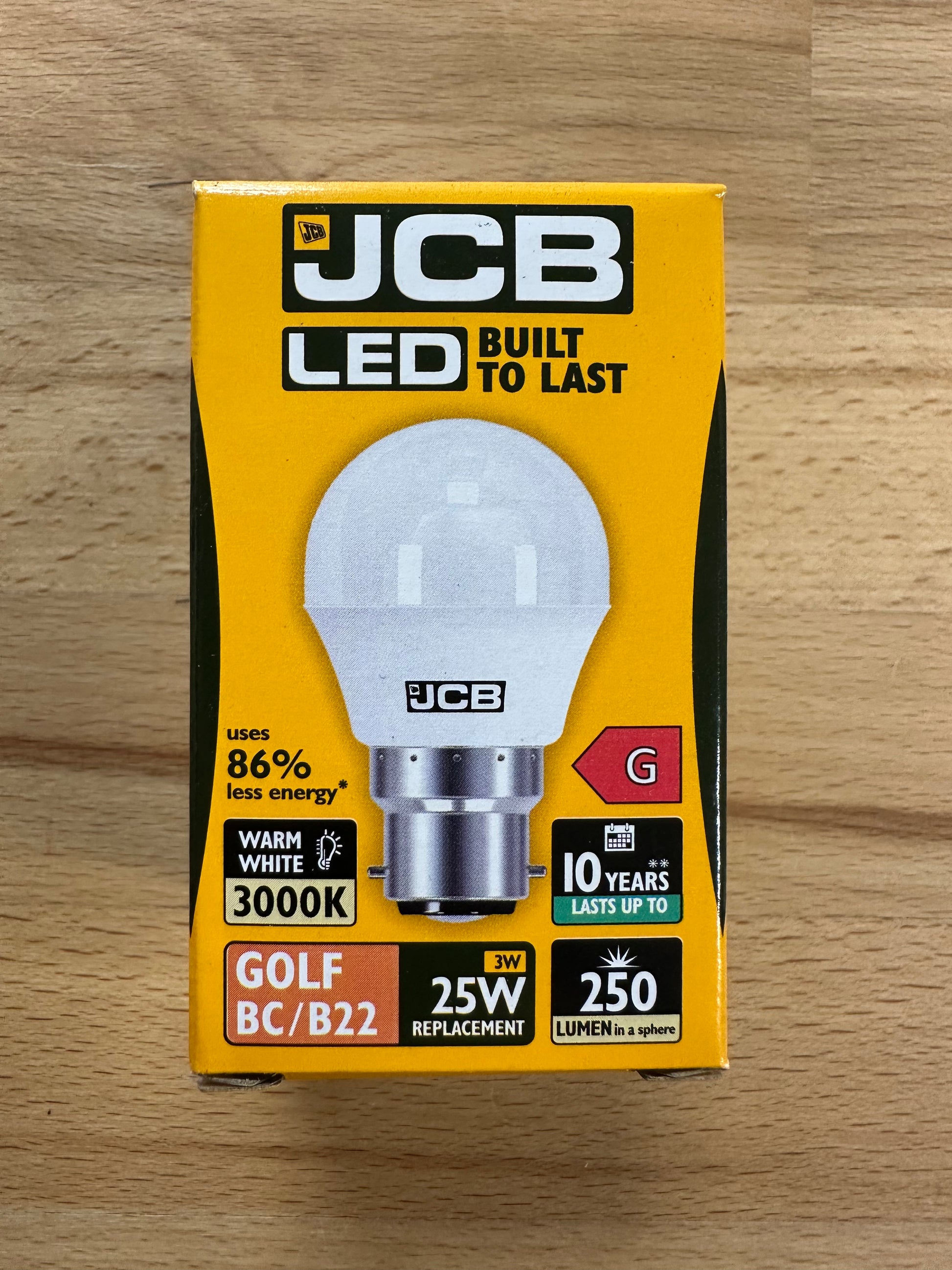 S10967 JCB 3W LED GOLF BALL 250LM OPAL BC (B22) Warm White - Pack of 1 - LED Retro