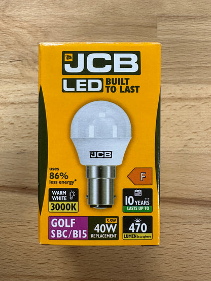 S13565 JCB 6W LED GOLF BALL 470LM OPAL SBC (B15) Warm White - Pack of 1 - LED Spares