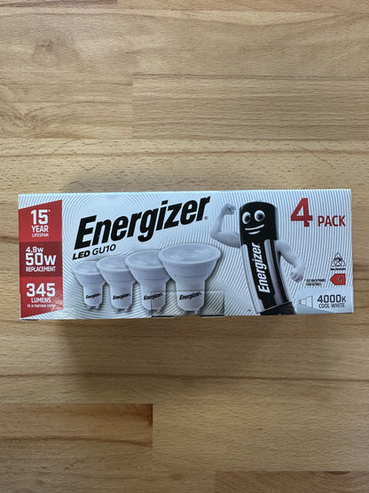 S15161 Energizer 4.8W LED GU10 345LM Cool White - Pack of 4 - LED Retro