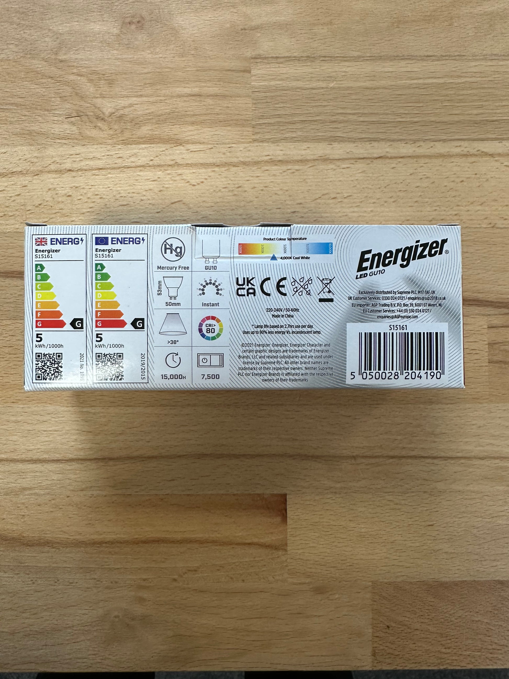 S15161 Energizer 4.8W LED GU10 345LM Cool White - Pack of 4 - LED Retro