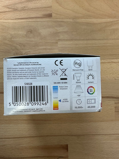 S10328 Energizer 4.6W Dimmable LED GU10 400LM Cool White - Pack of 4 - LED Retro
