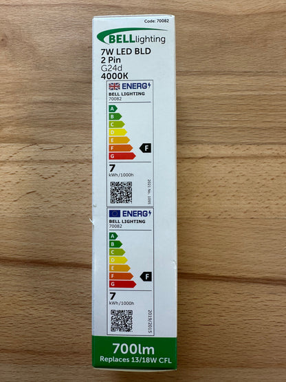Bell LED 7W Thermoplastic BLD 2/4 Pin Bypass - 4000K - 70082 - LED Spares