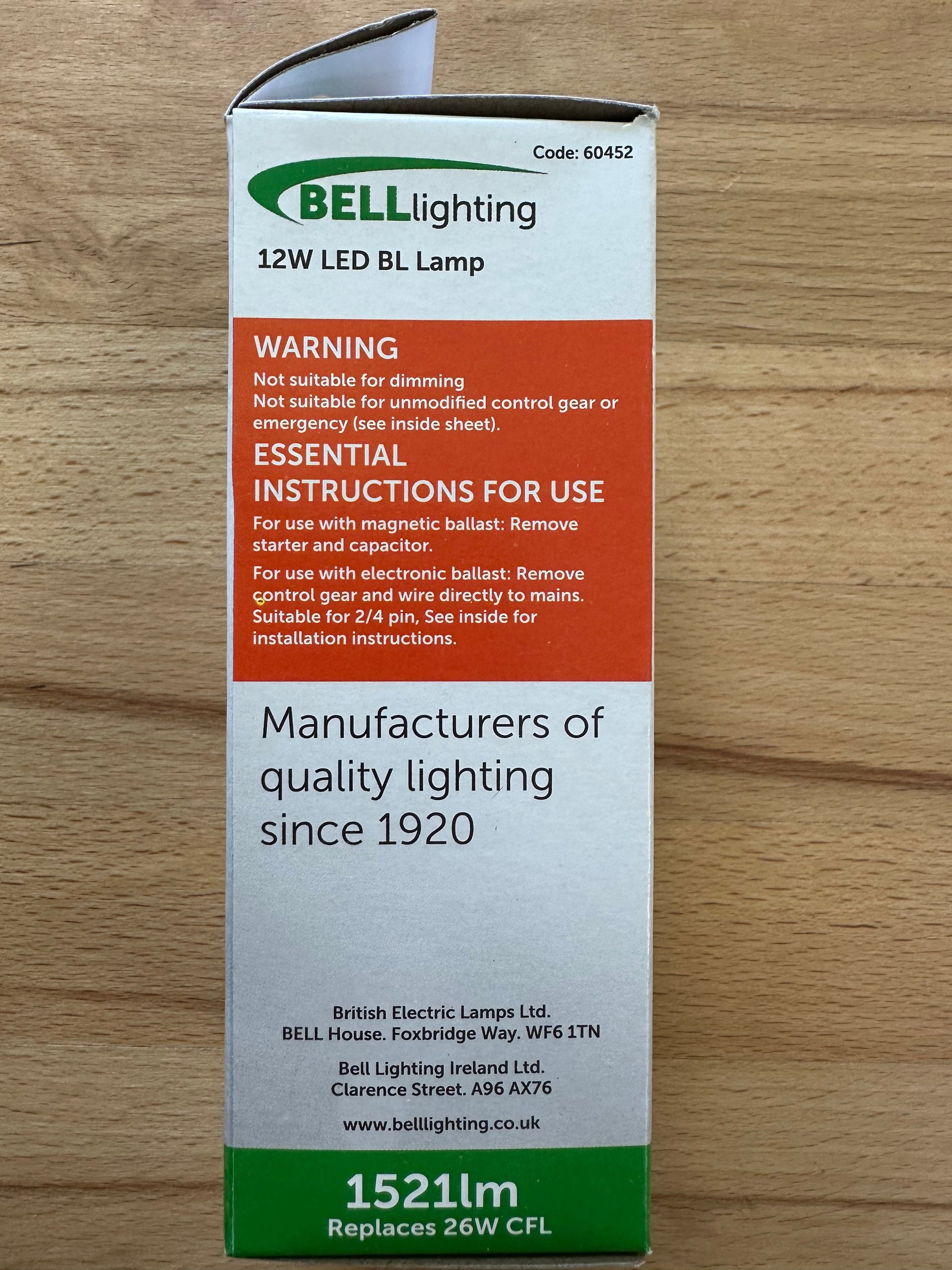 Bell LED 12W Glass Round BL - 2/4 Pin - G24d/Gx24q - 4000K - 60452 - LED Spares