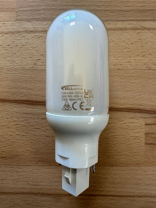 Bell LED 12W Glass Round BL - 2/4 Pin - G24d/Gx24q - 4000K - 60452 - LED Spares