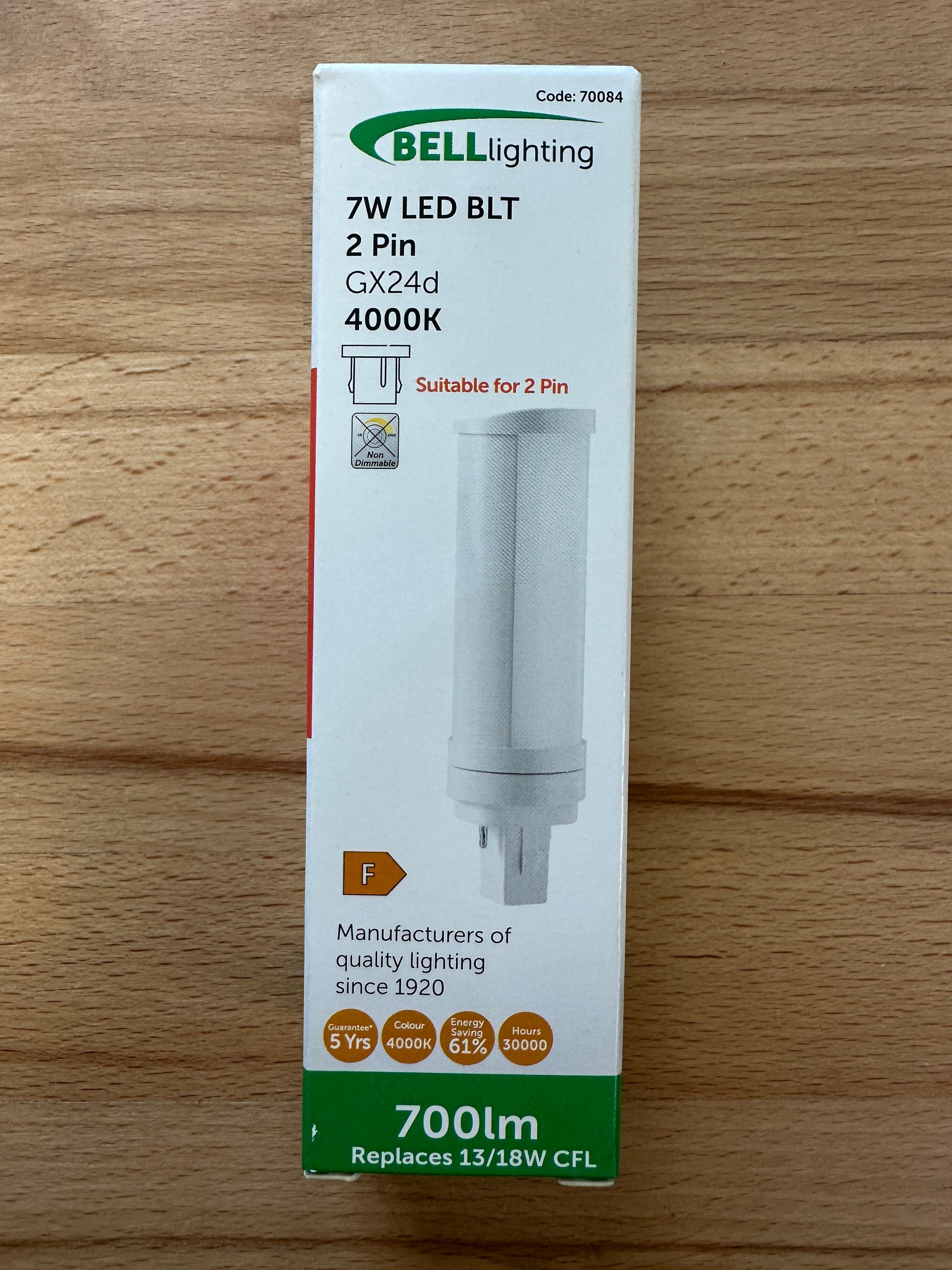 Bell LED 7W Thermoplastic BLD 2/4 Pin Bypass - 4000K - 70084 - LED Spares