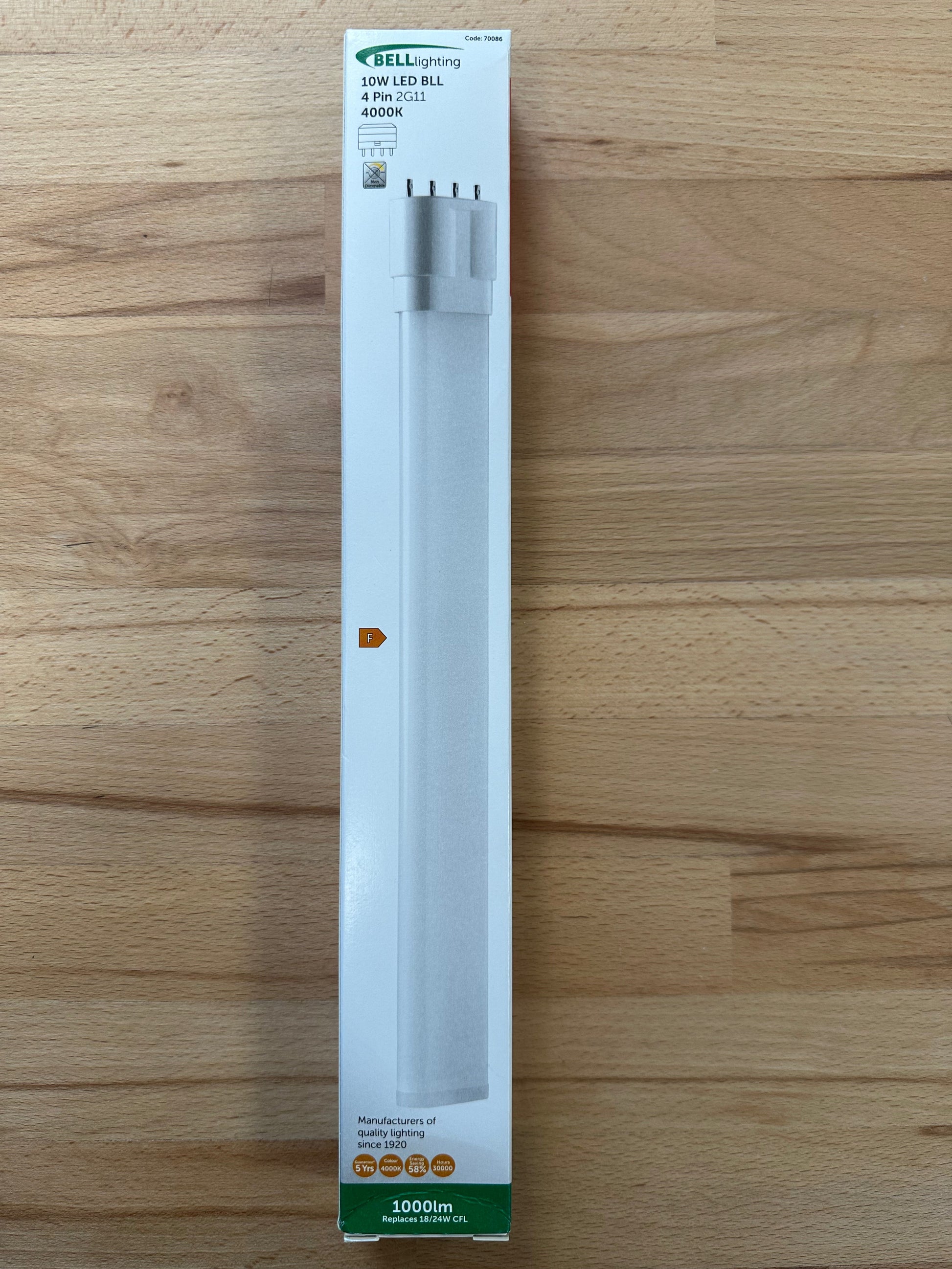 Bell LED 10W Thermoplastic BLL 4 Pin Bypass - 2G11 - 4000K - 70086 - LED Spares