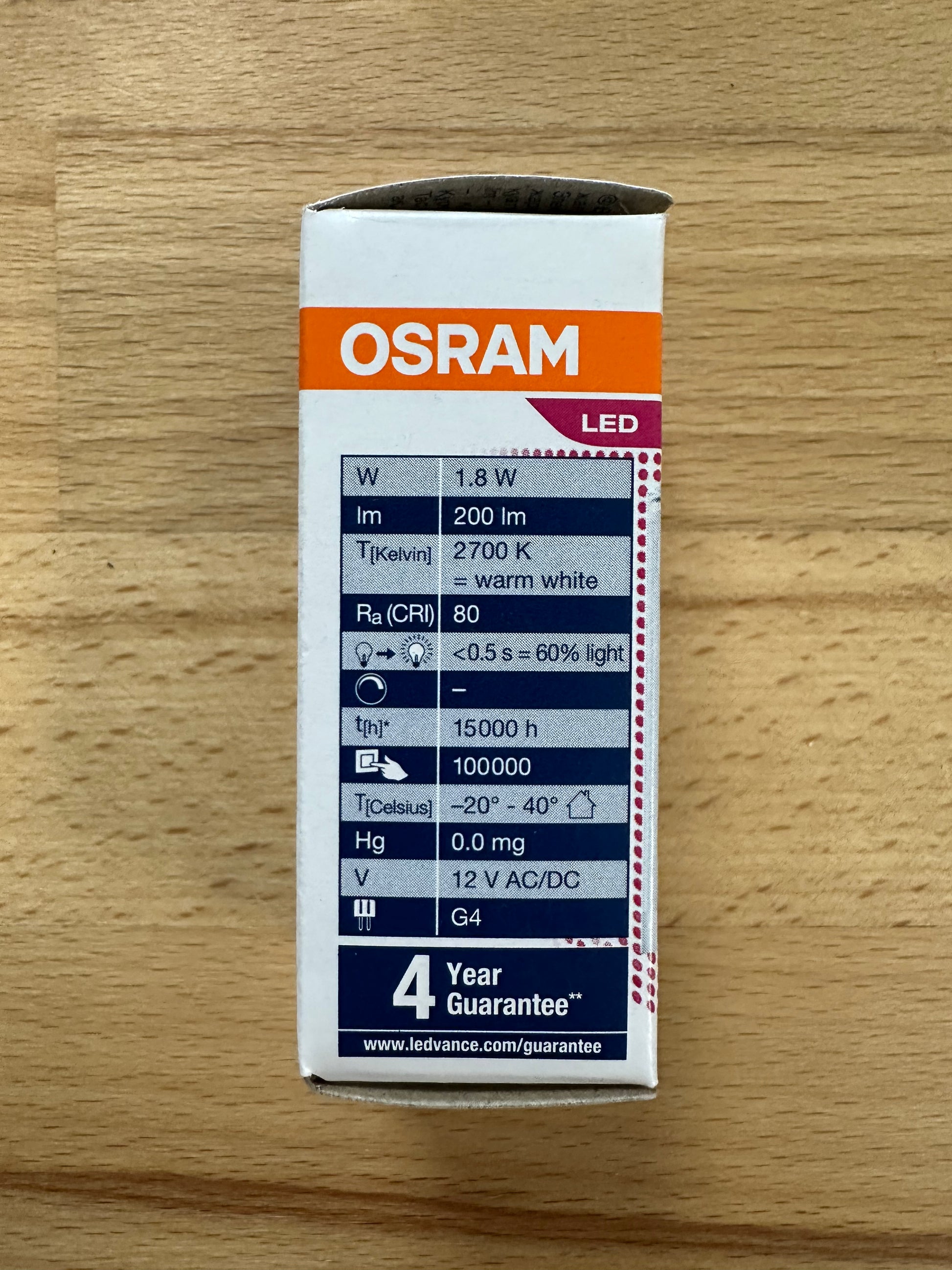 Osram PARATHOM® LED PIN G4 Cap - 12V - 1.8W - 2700K 200lm - Low-voltage LED lamp - LED Retro