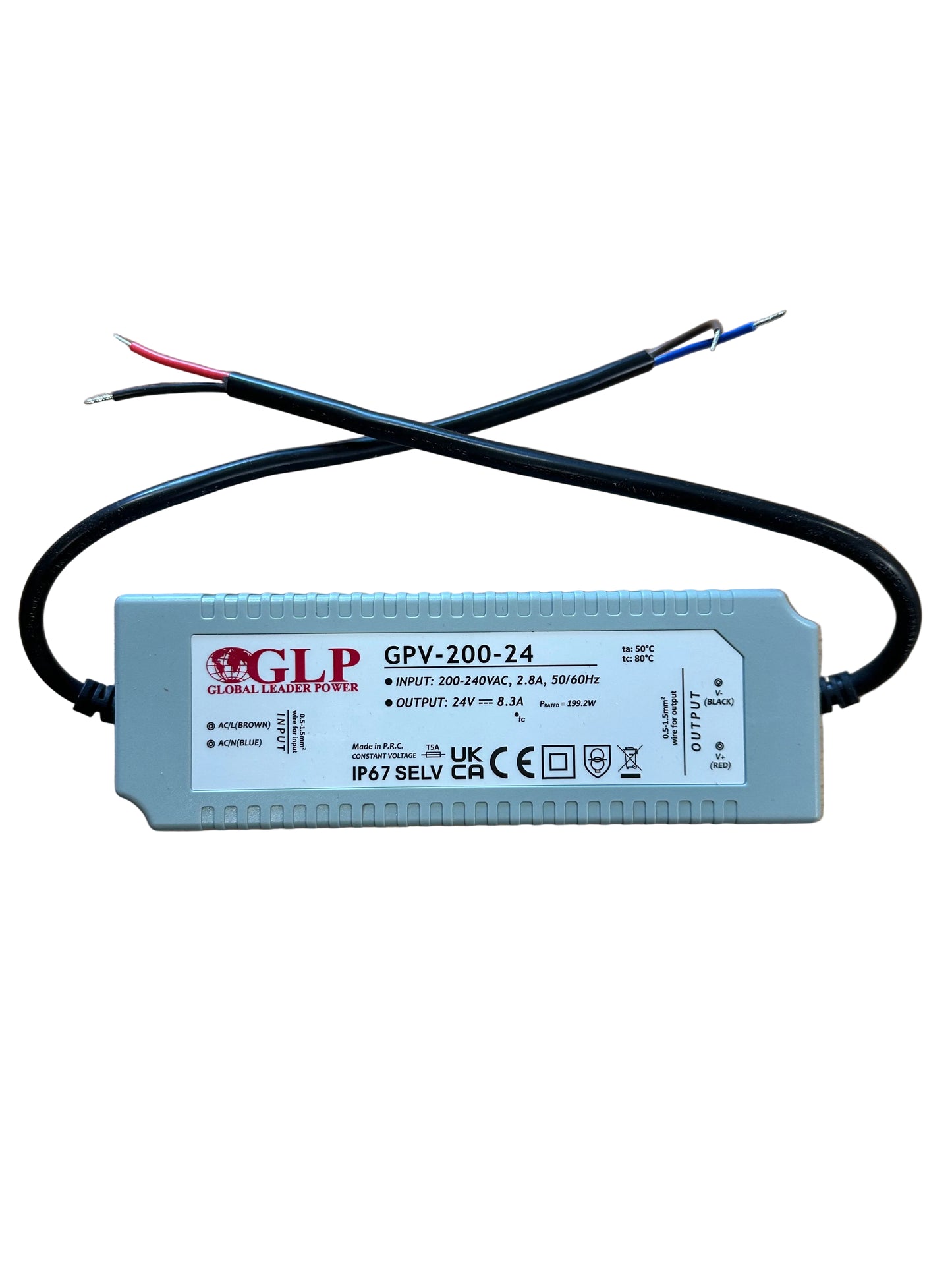 GLP GPV-200-24 199.2W 24V/8.3A CV IP67 LED Power Supply - LED Retro