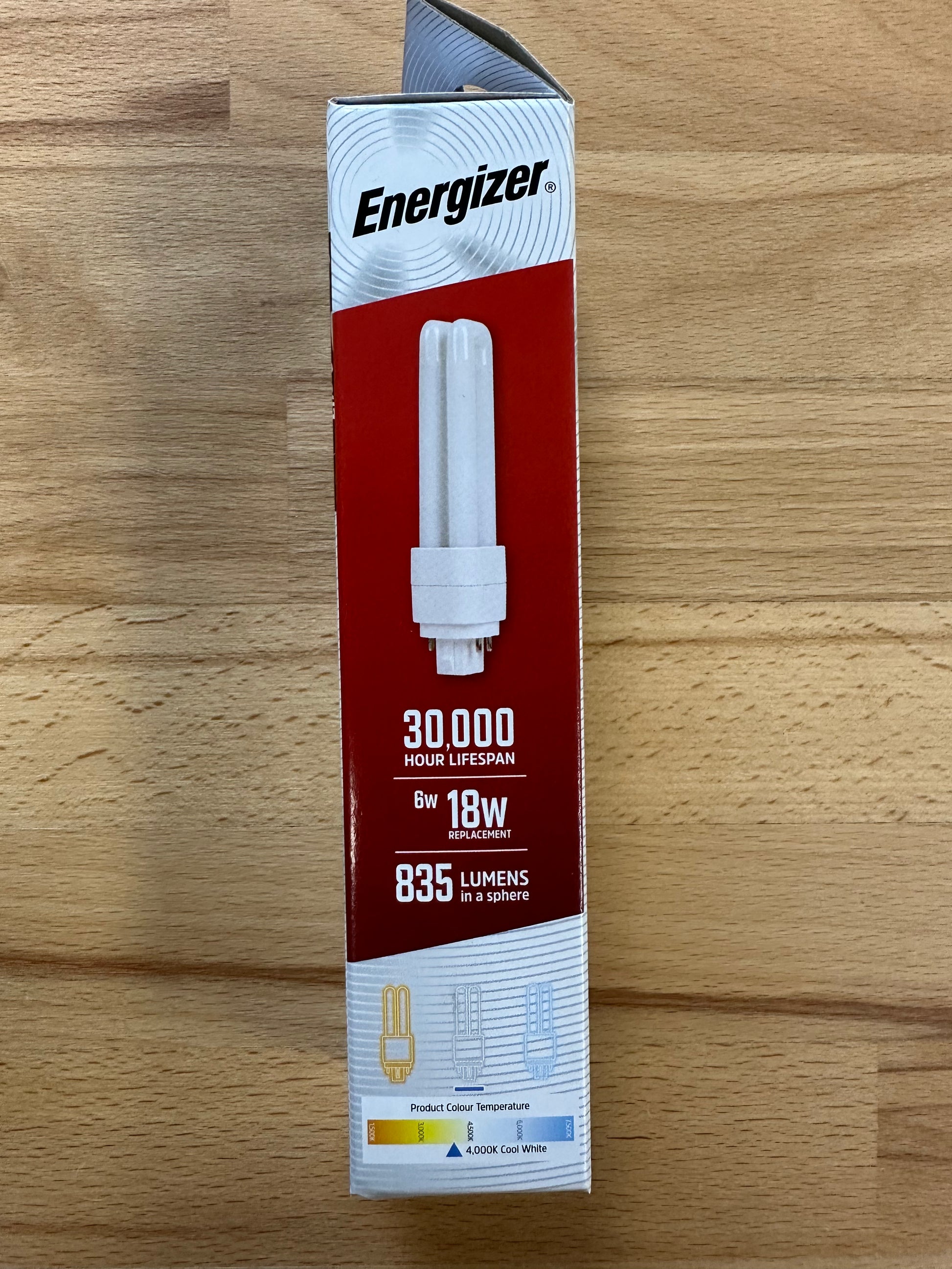 Energizer 6W=18W LED PLD (PL-C) G24q 4Pin 835lm 4000K (Cool White) - S30425 - LED Retro