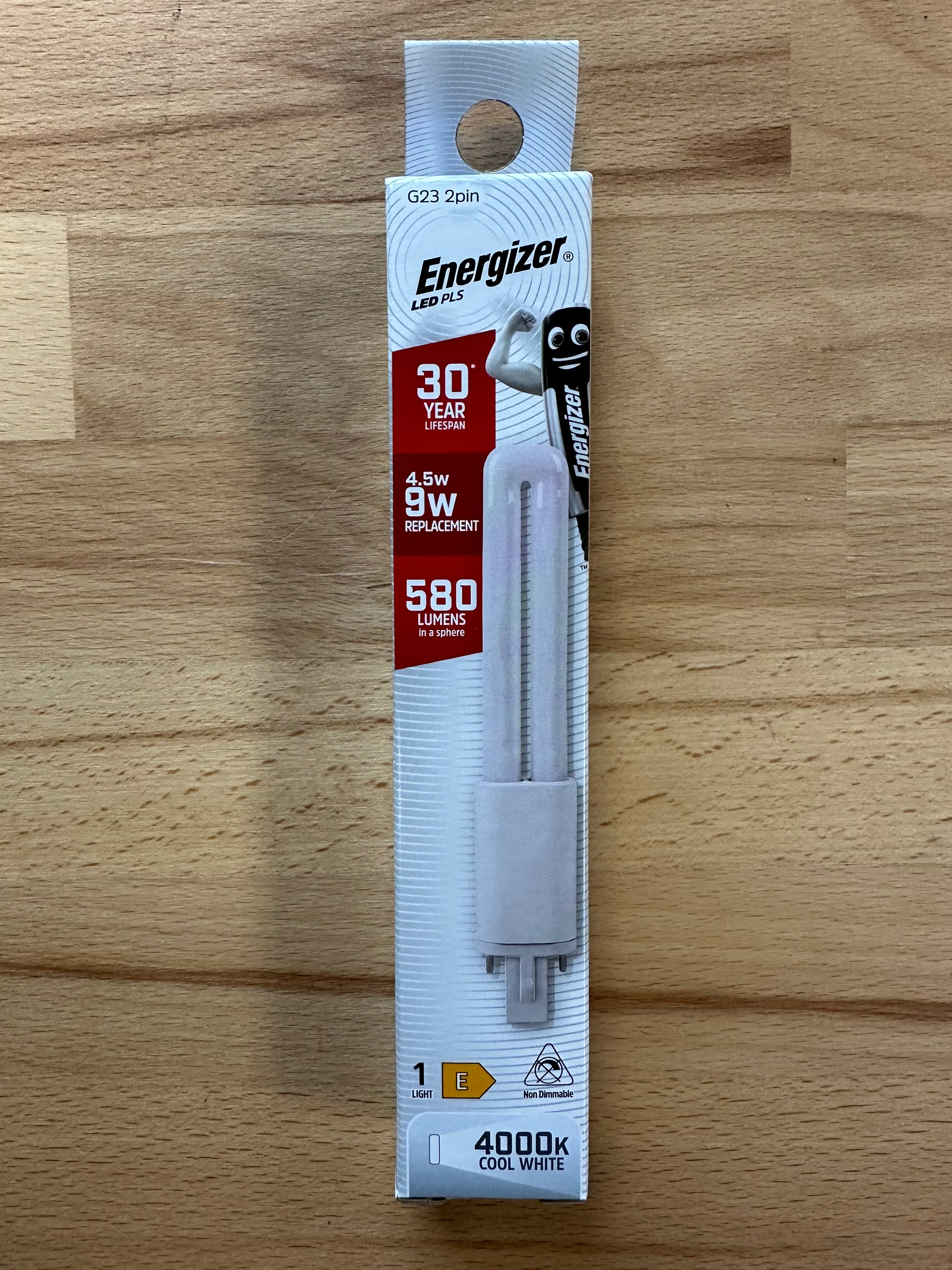 Energizer 4.5W=9W LED PLS G23 2Pin 580lm (Cool White) - S30433 - LED Retro