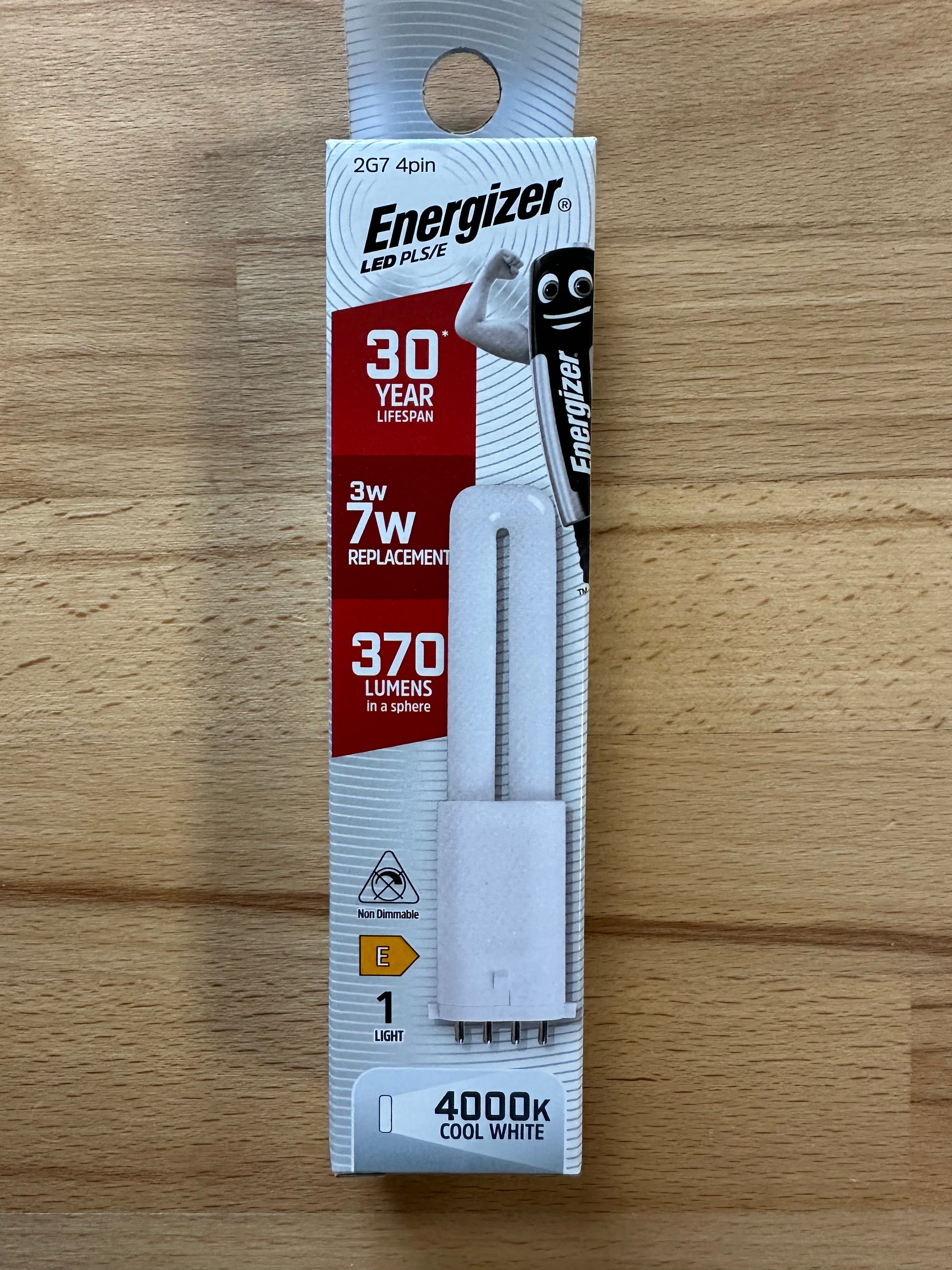 Energizer 3W=7W LED PLS 2G7 4Pin 370lm (Cool White) - S30435 - LED Retro
