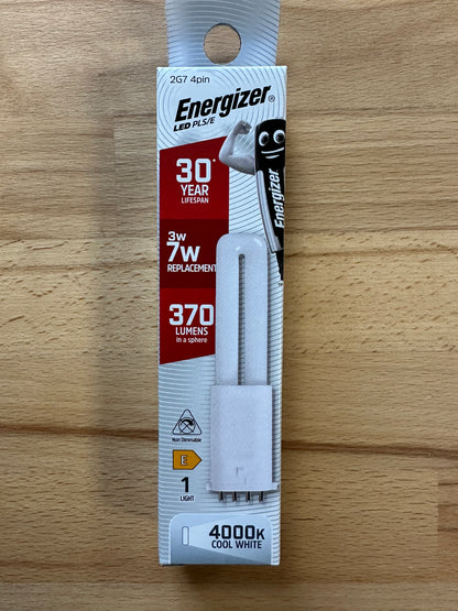 Energizer 3W=7W LED PLS 2G7 4Pin 370lm (Cool White) - S30435 - LED Retro