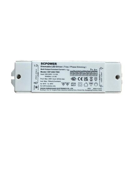 ECOPAC - SCPOWER - ELED-20P-C250/700T Triac Dimmable LED Driver 20W 250-700mA - LED Retro