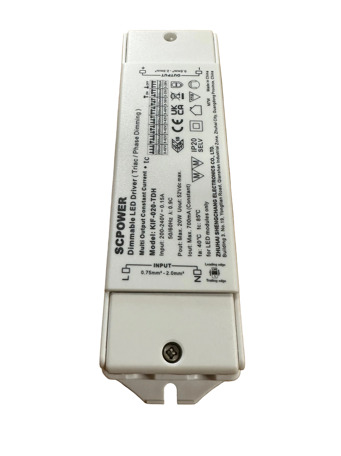 ECOPAC - SCPOWER - ELED-20P-C250/700T Triac Dimmable LED Driver 20W 250-700mA - LED Retro
