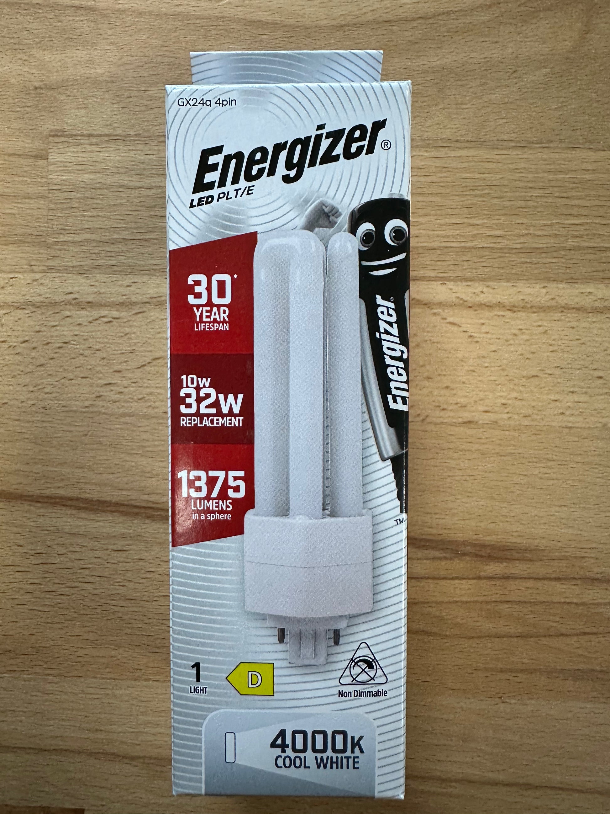 Energizer 10W=32W LED PLT (PL-T) GX24q-3 4Pin 1375lm 4000K (Cool White) - S30442 - LED Retro