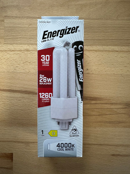 Energizer 9W=26W LED PLT (PL-T) G24q-3 4Pin 1260lm 4000K (Cool White) - S30441 - LED Retro