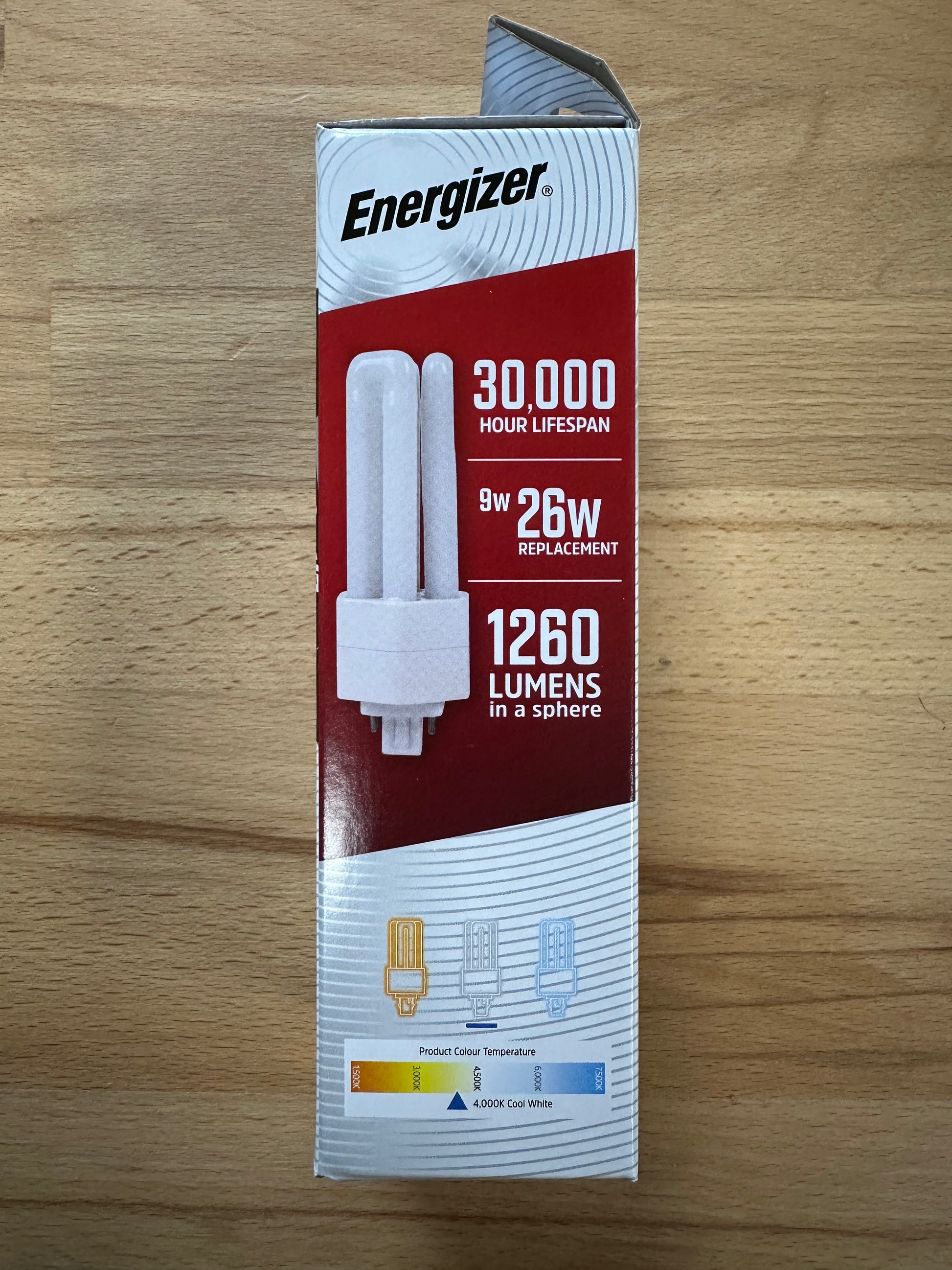 Energizer 9W=26W LED PLT (PL-T) G24q-3 4Pin 1260lm 4000K (Cool White) - S30441 - LED Retro