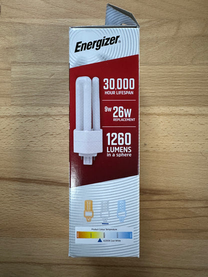 Energizer 9W=26W LED PLT (PL-T) G24q-3 4Pin 1260lm 4000K (Cool White) - S30441 - LED Retro