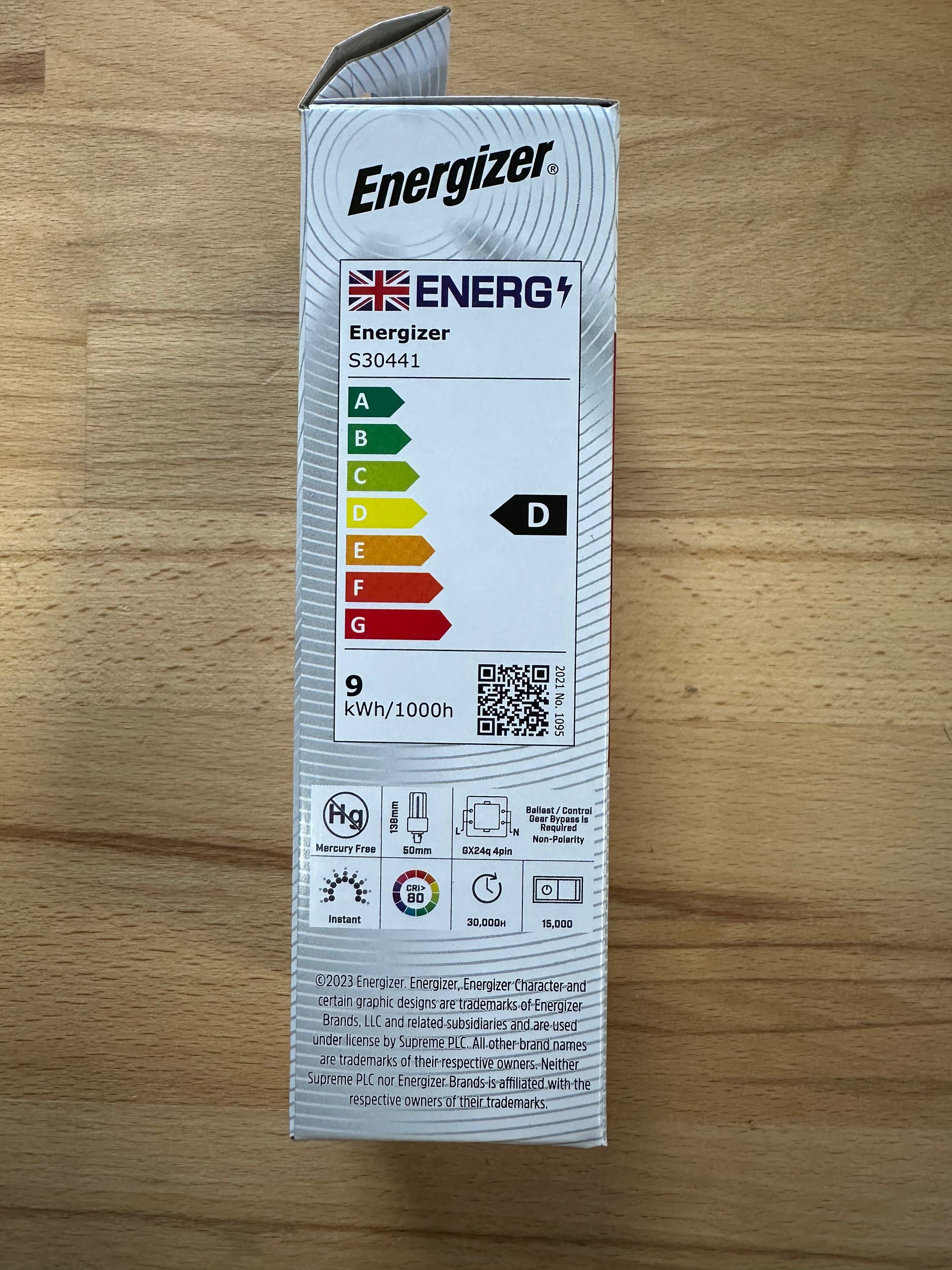 Energizer 9W=26W LED PLT (PL-T) G24q-3 4Pin 1260lm 4000K (Cool White) - S30441 - LED Retro