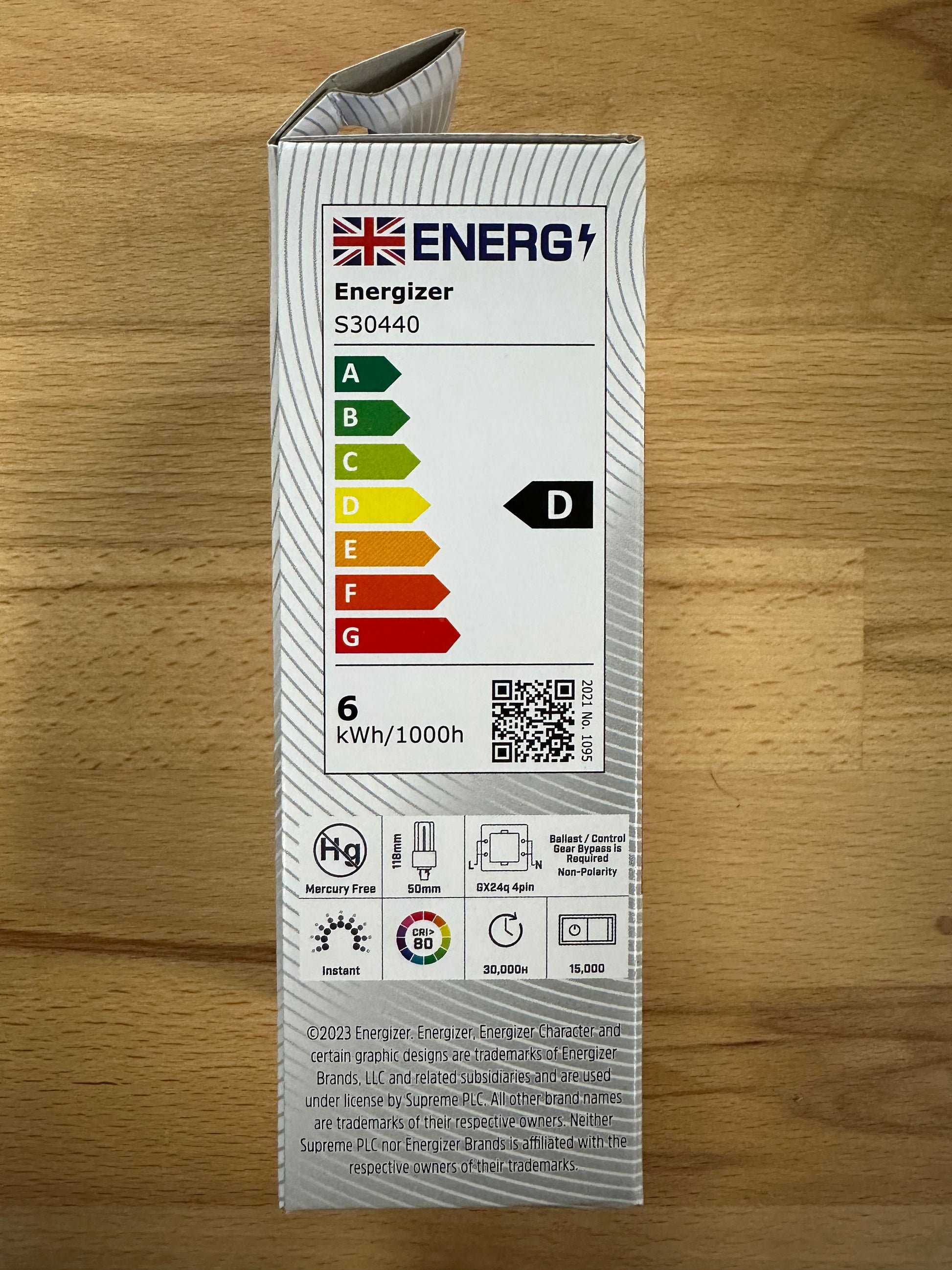 Energizer 6W=18W LED PLT (PL-T) G24q-2 4Pin 840lm 4000K (Cool White) - S30440 - LED Retro