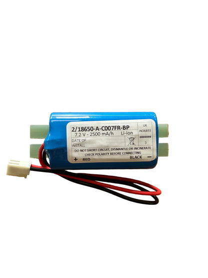 LBP2-SS-7.2V-2500MAH-2W-BP-C007F-REV 7.2V 2.5Ah 18650 LiFePO4 2 Wire Battery Connector - Base Plate - LED Retro